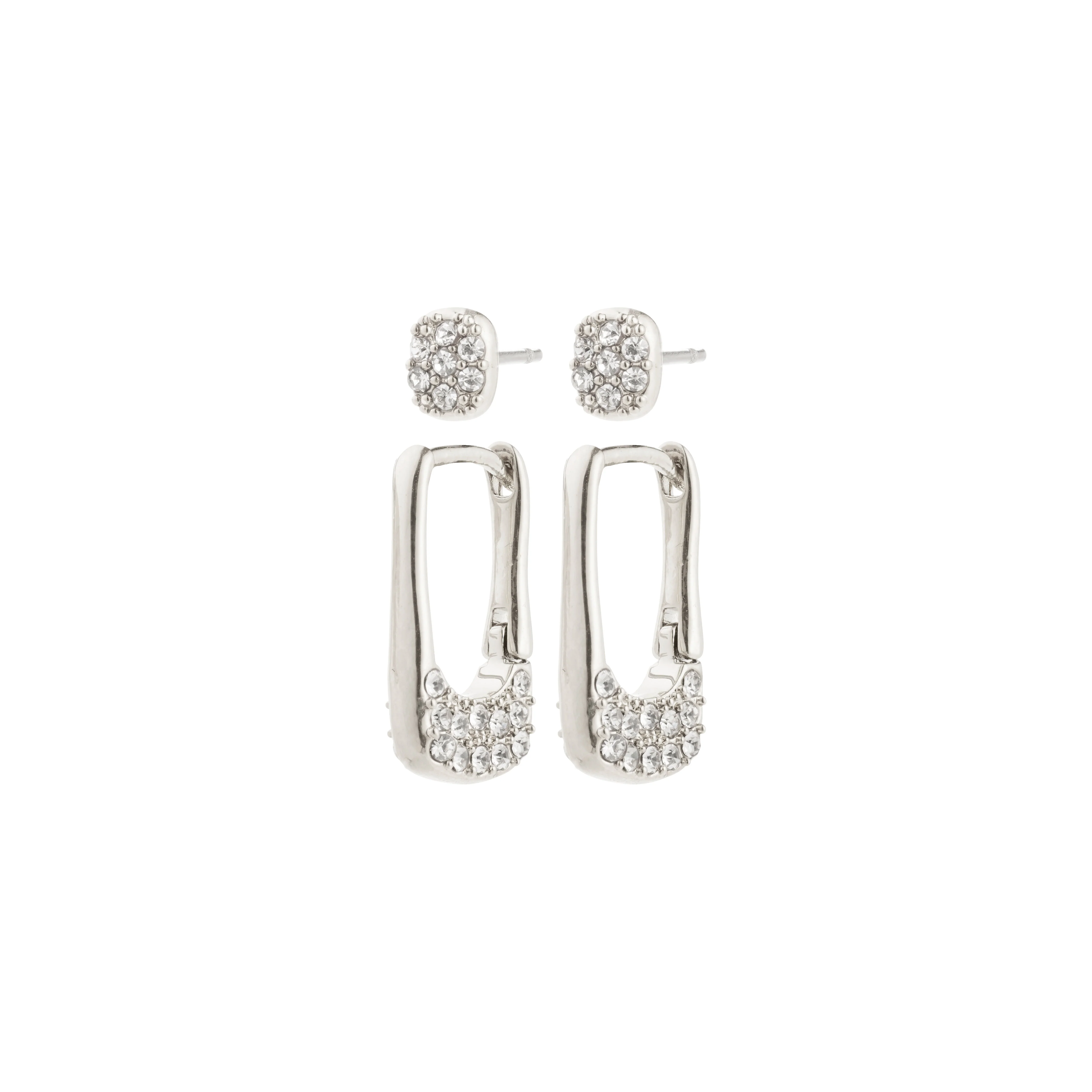 INSTANT earrings 2-in-1 set, silver-plated