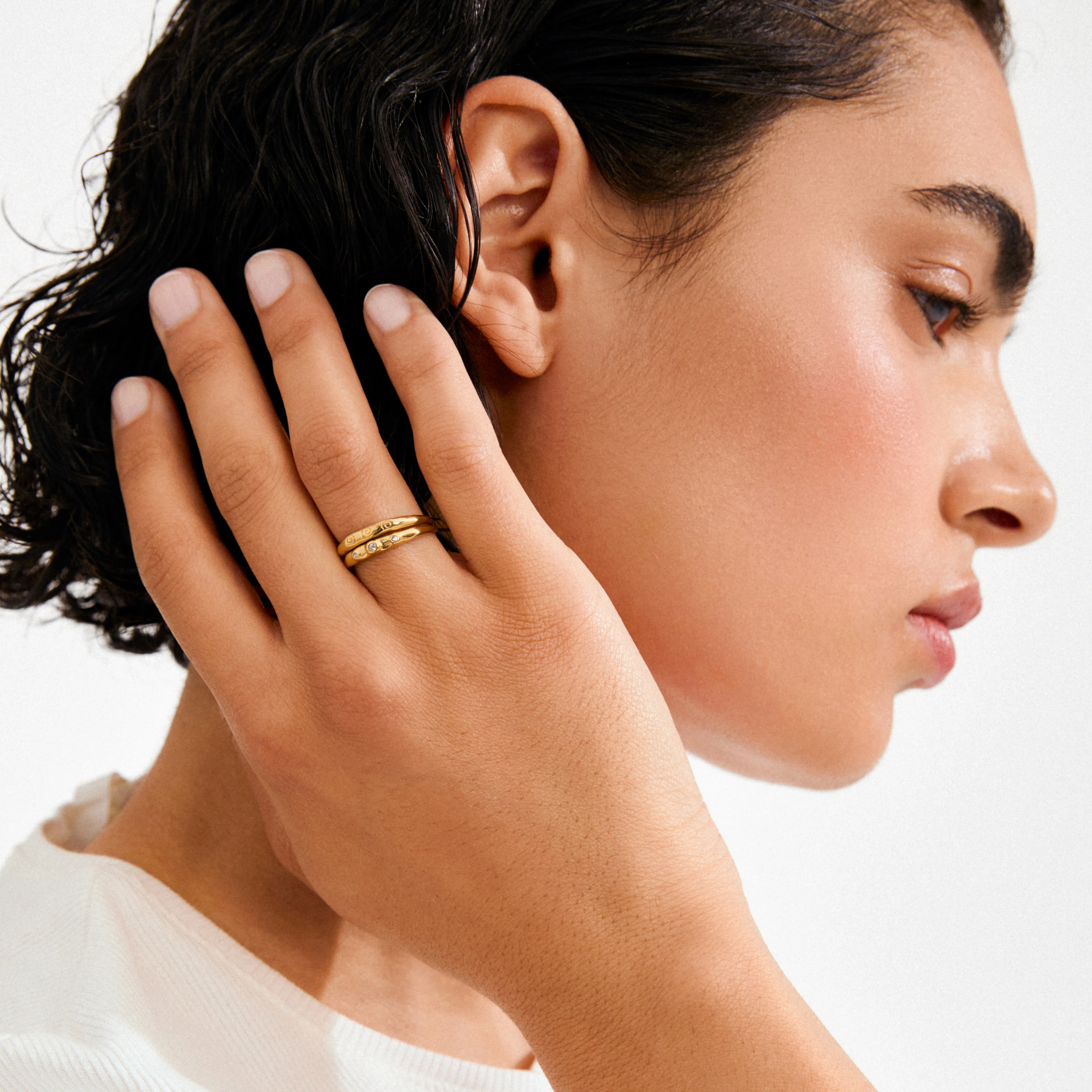 FIRE rings 2-in-1 set, gold-plated - Image 2