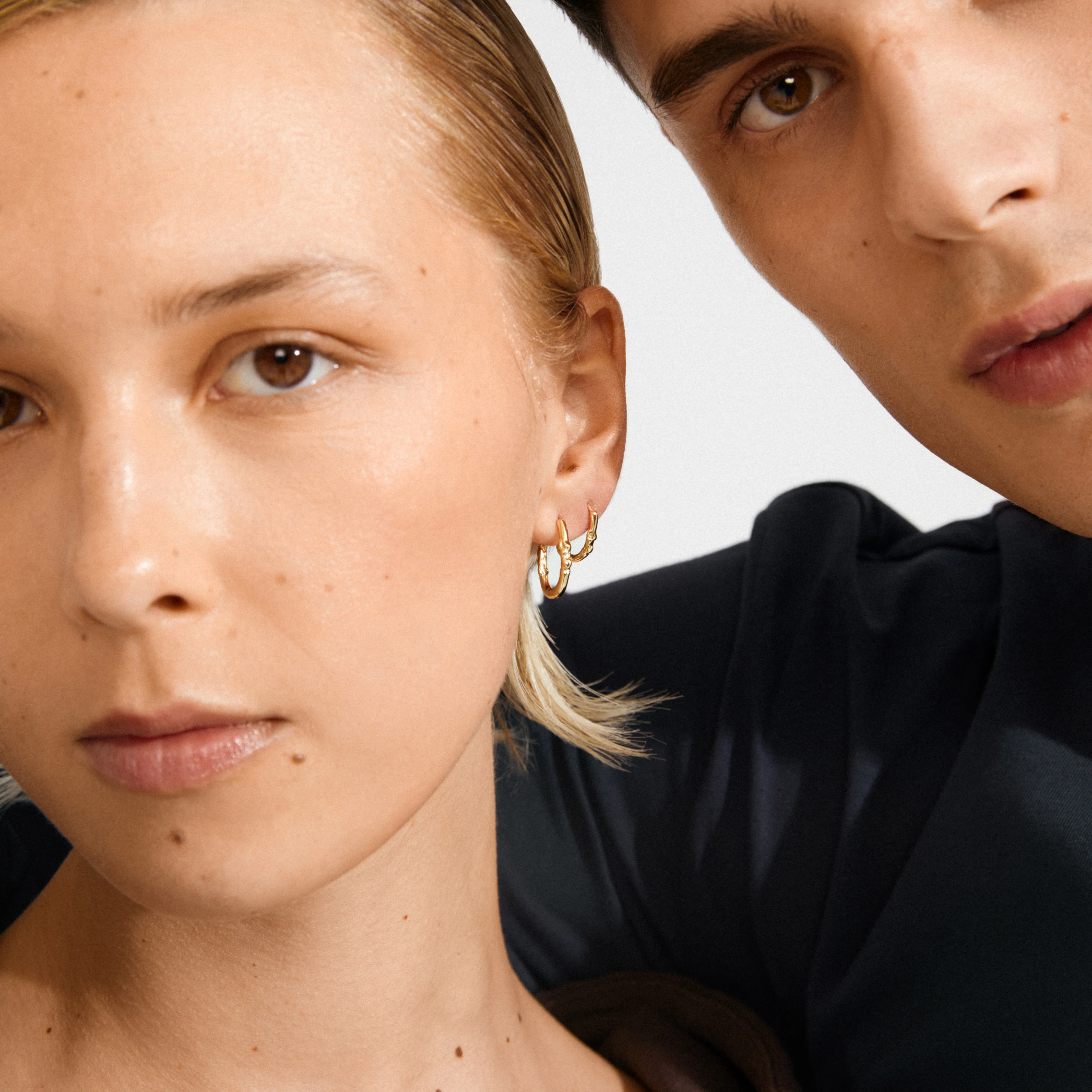 SENSE hoop earrings, 2-in-1 set, gold-plated - Image 2