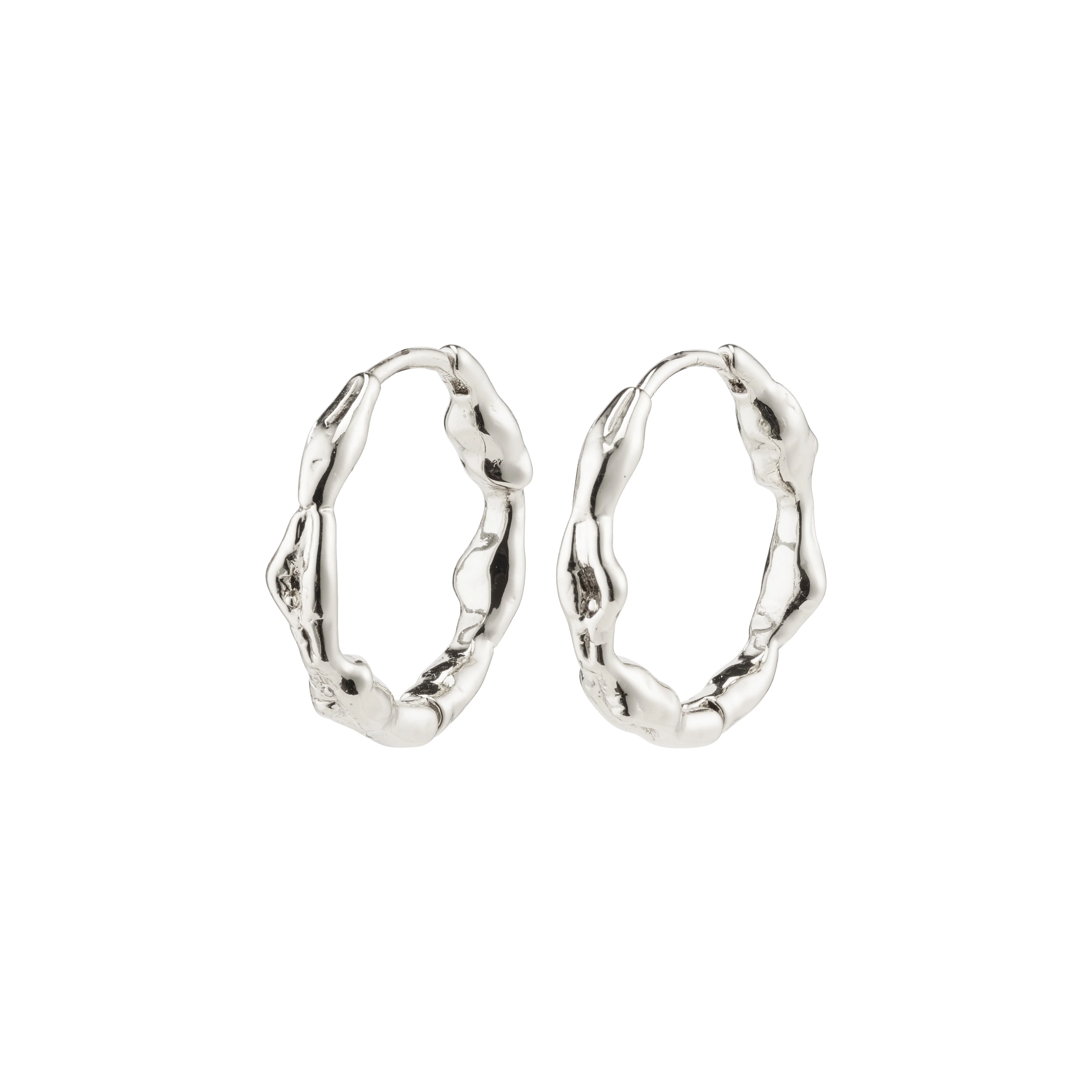 ZION organic shaped medium hoops silver-plated
