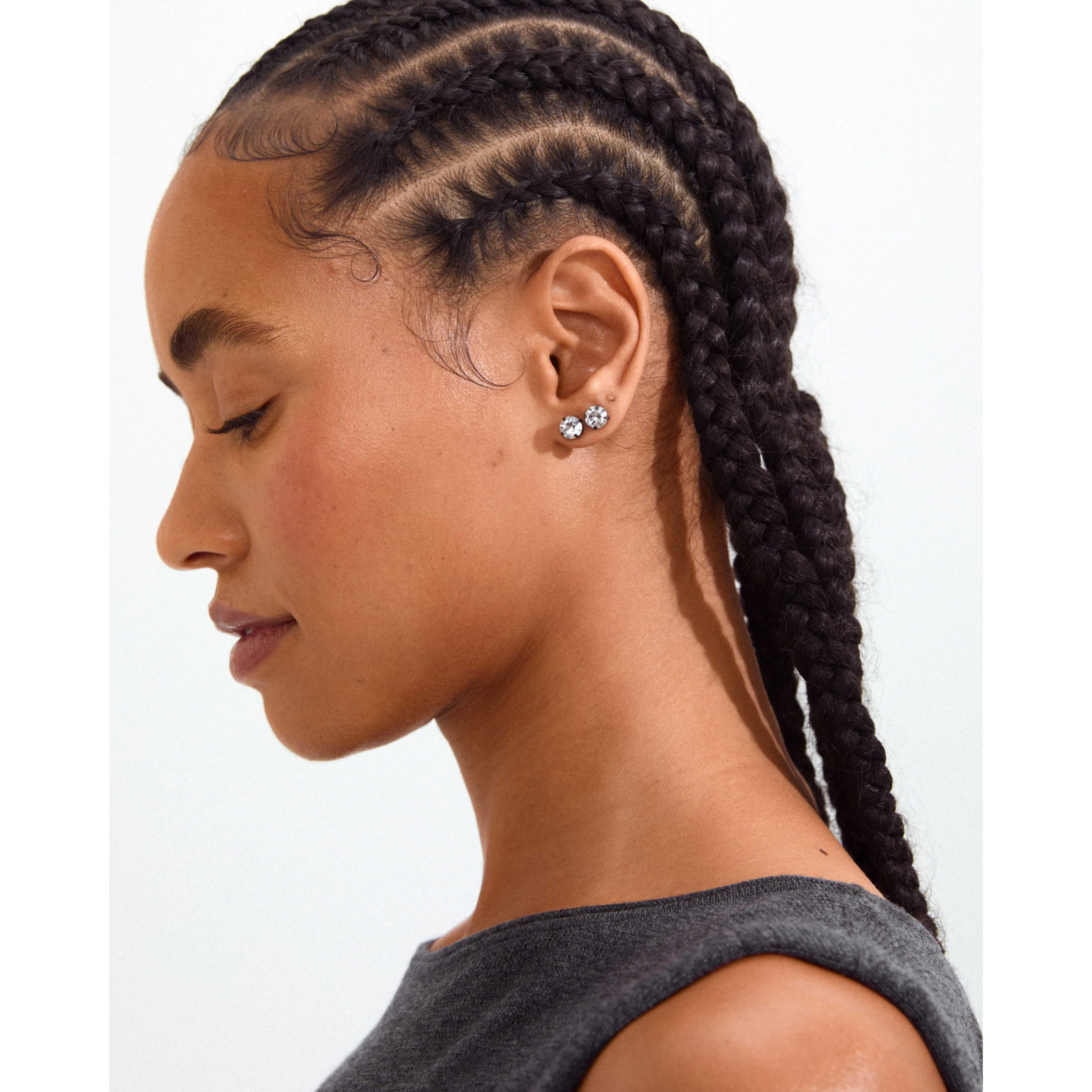 ORIGINAL crystal earstuds hematite color - Image 4