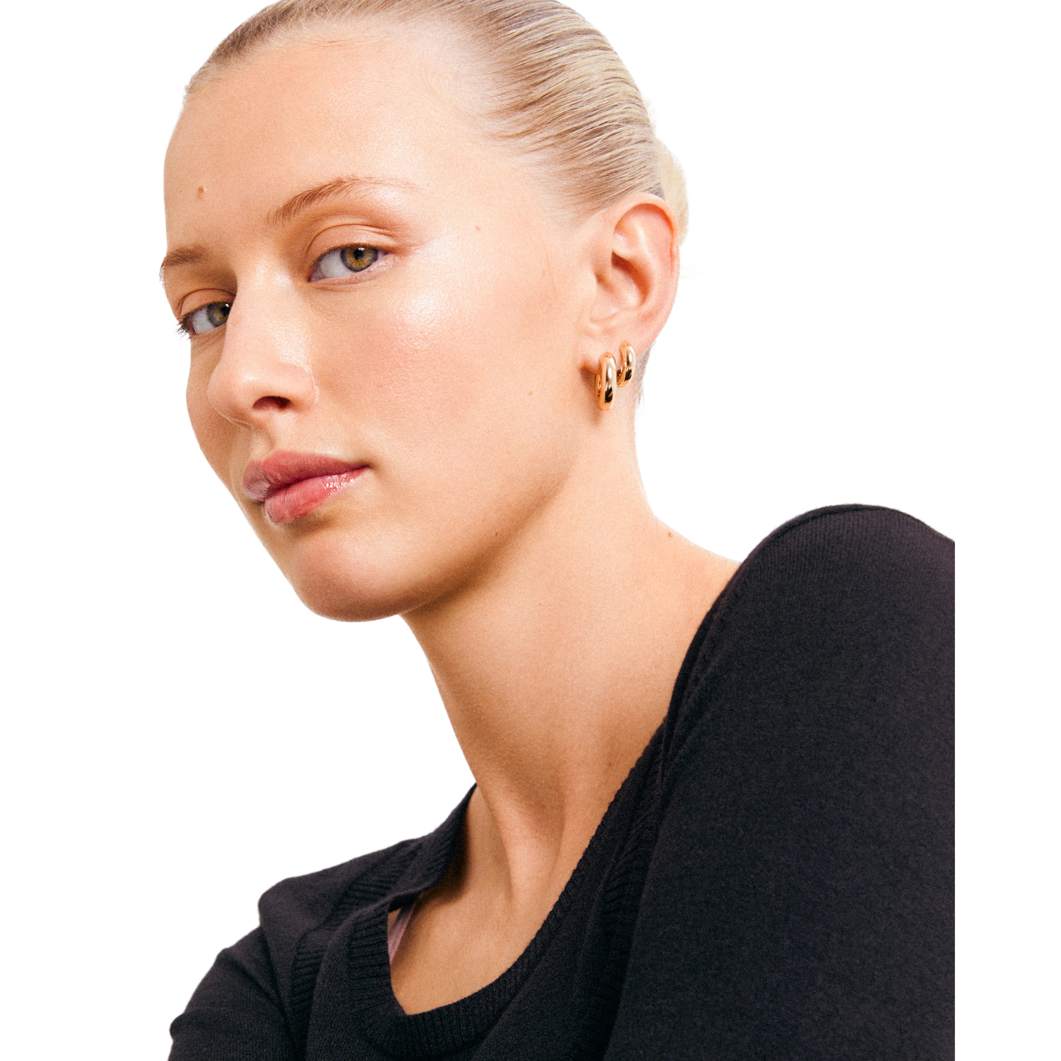 AICA chunky huggie hoop earrings gold-plated - Image 2