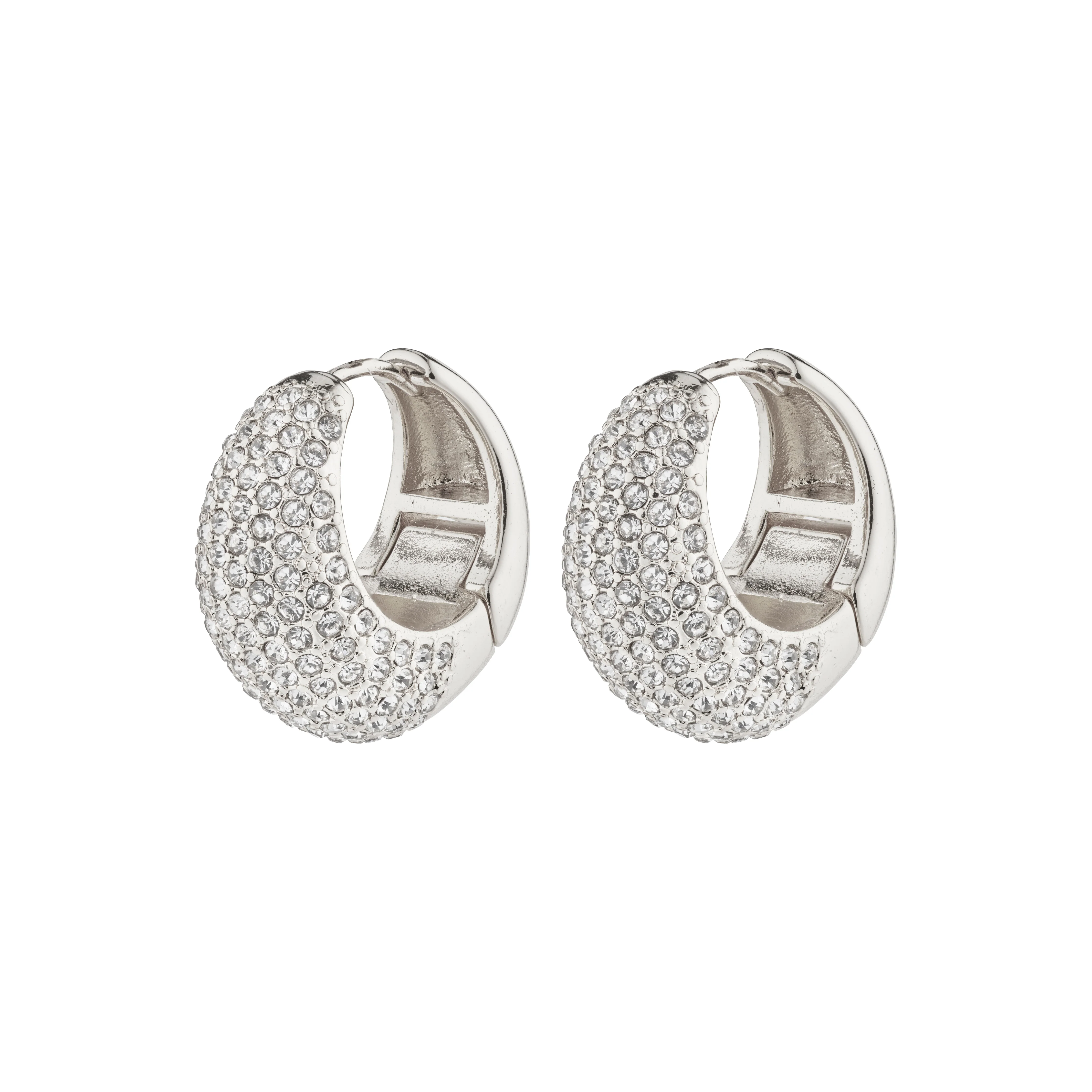 NAOMI crystal hoops silver-plated