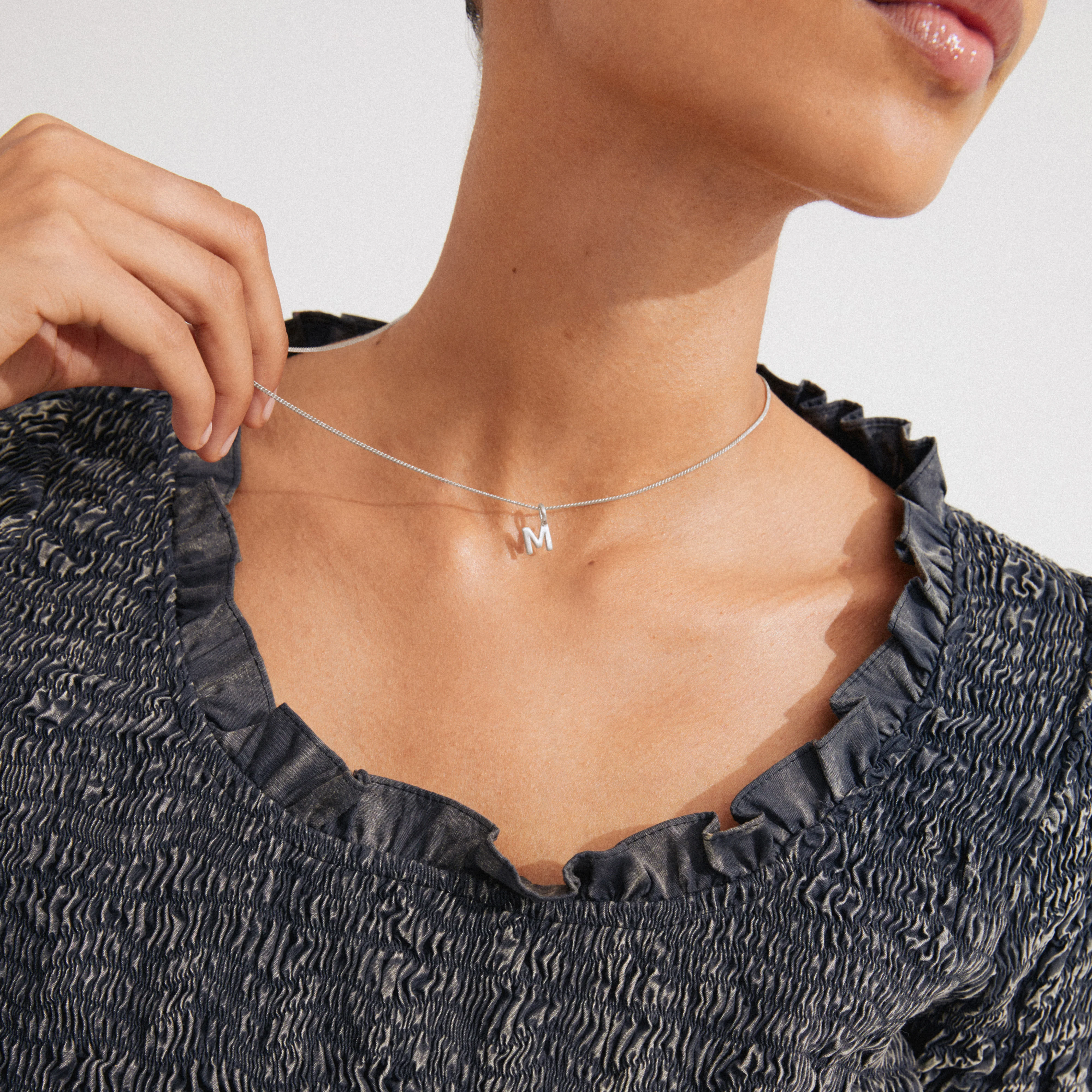 CHARM necklace with M pendant, silver-plated - Image 2