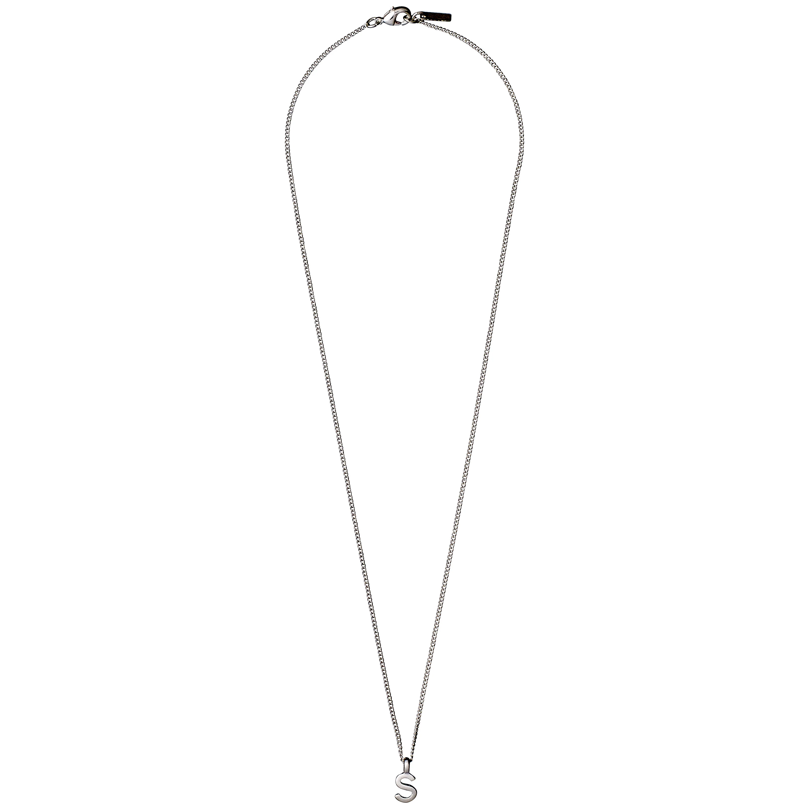 CHARM necklace with S pendant, silver-plated