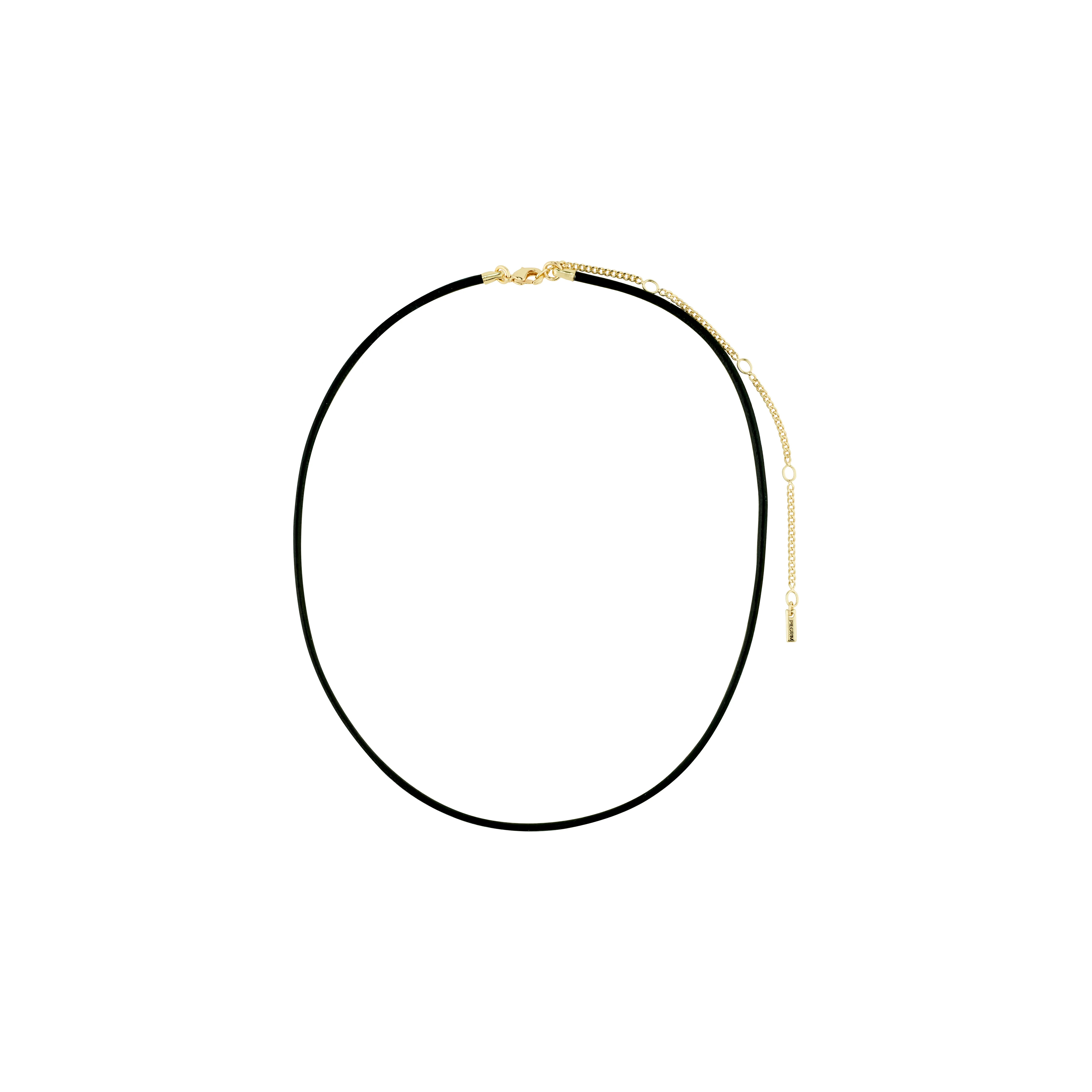 CHARM leather cord necklace, black/gold-plated - Image 4