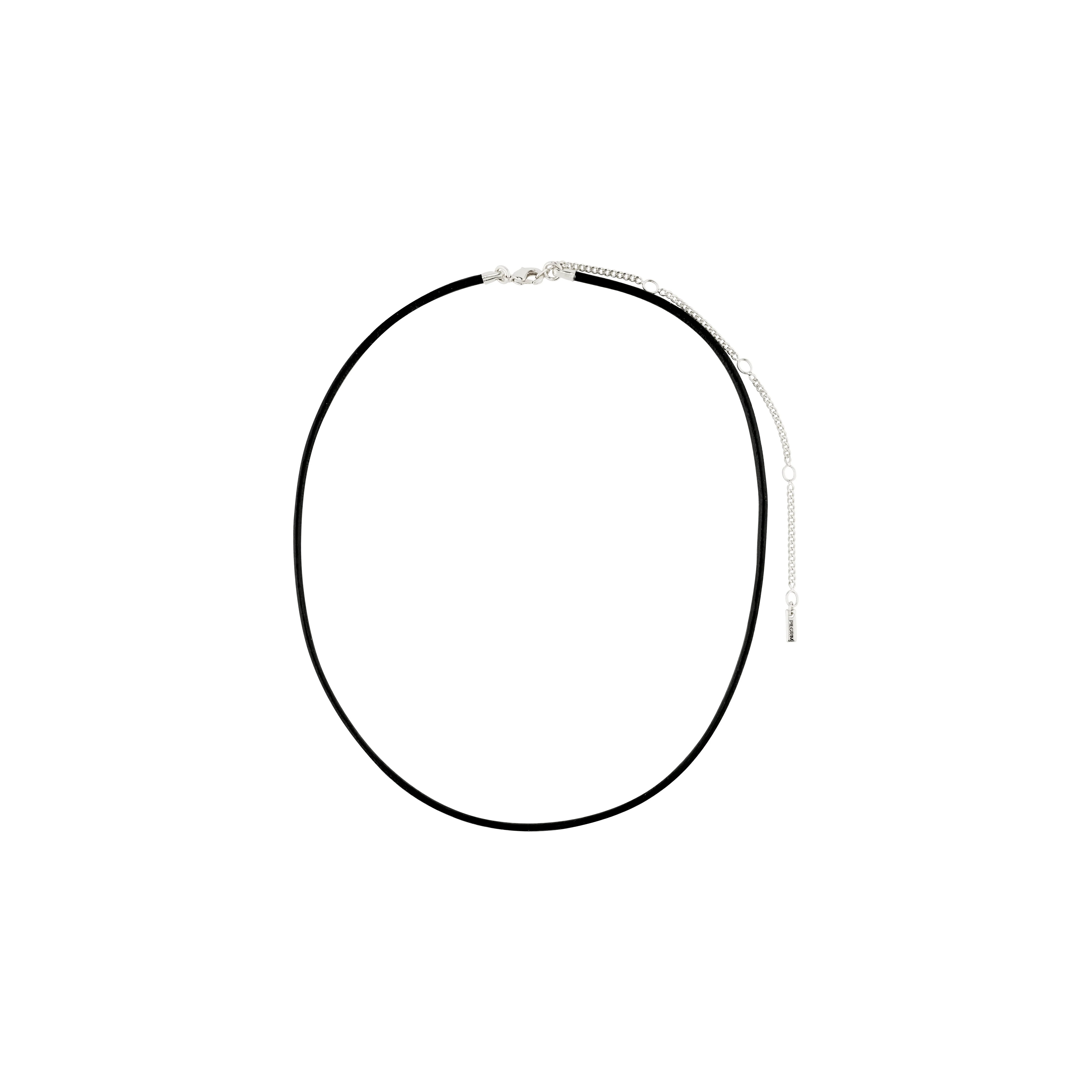 CHARM leather cord necklace, black/silver-plated - Image 4