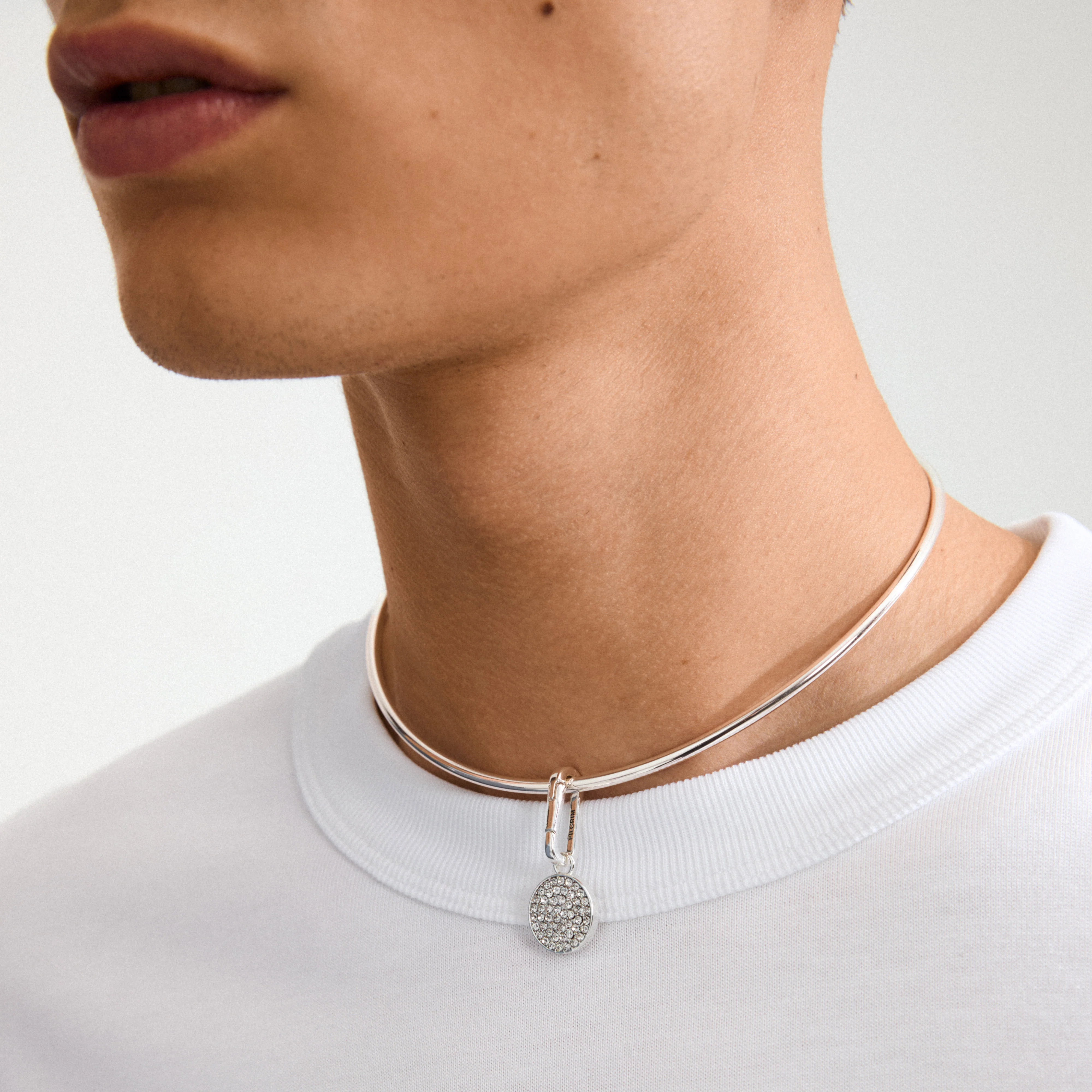 CHARM crystal coin pendant, silver-plated - Image 3