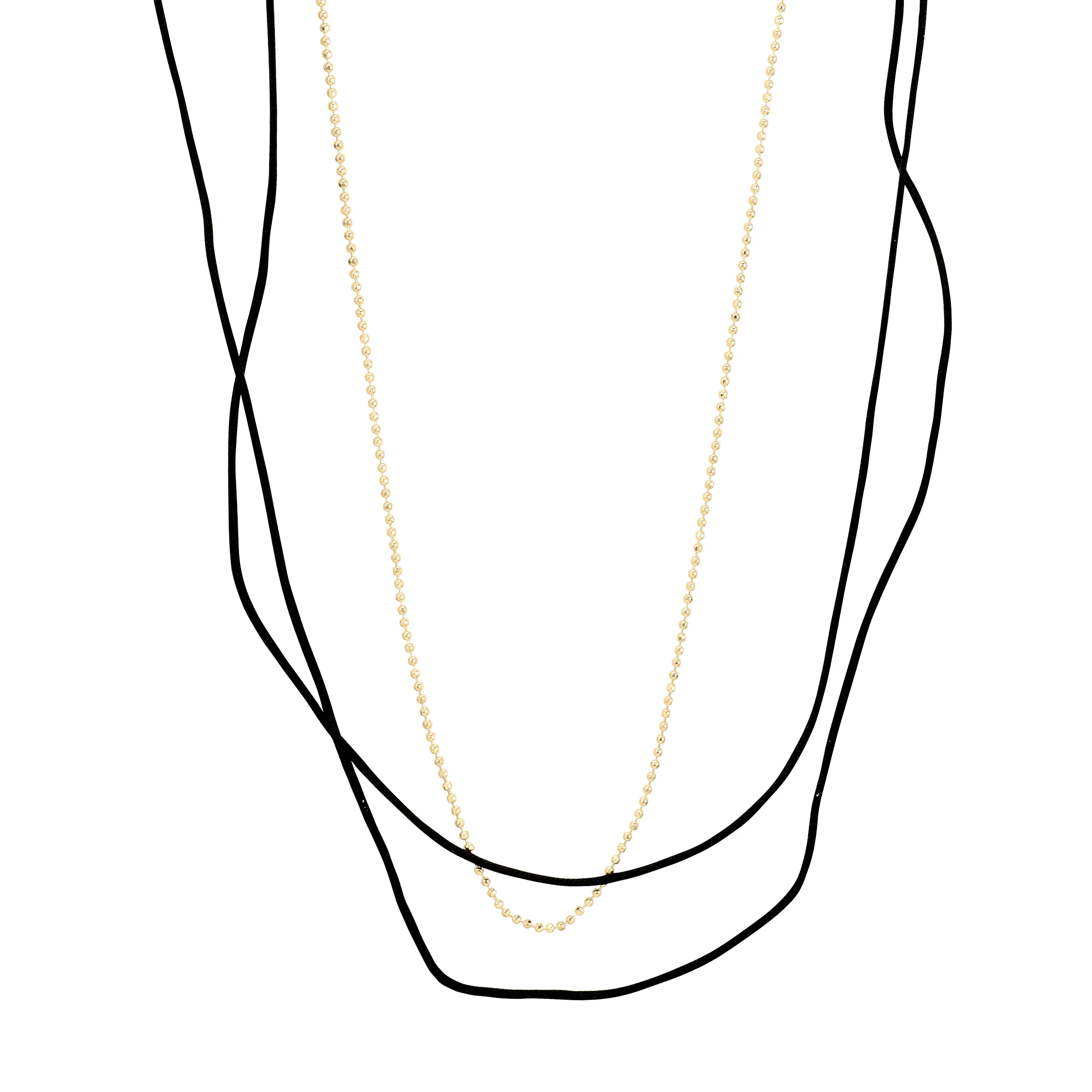 CHARM necklace 2-in-1 set, gold-plated/black