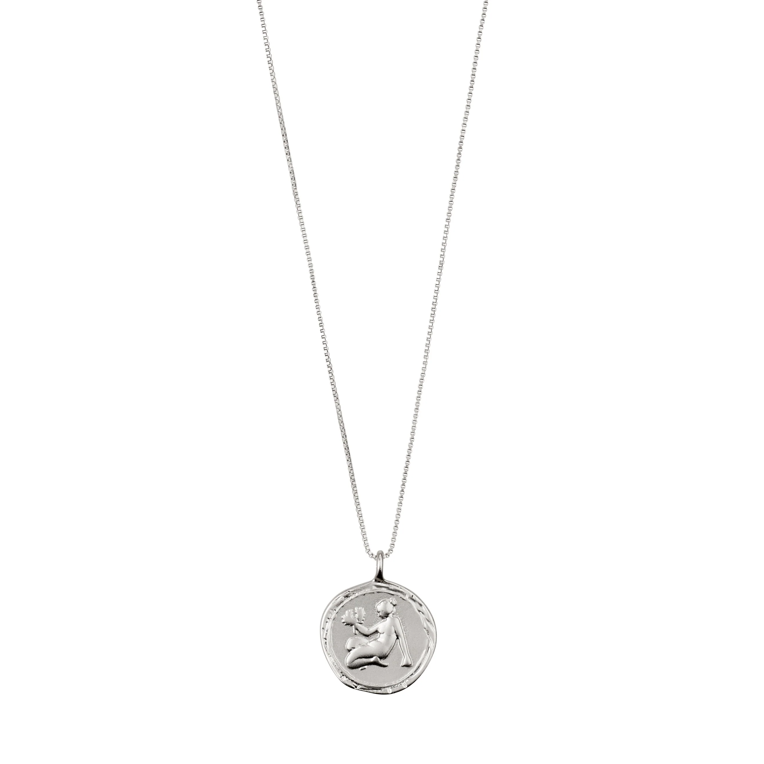 VIRGO Zodiac Sign Coin Necklace, silver-plated