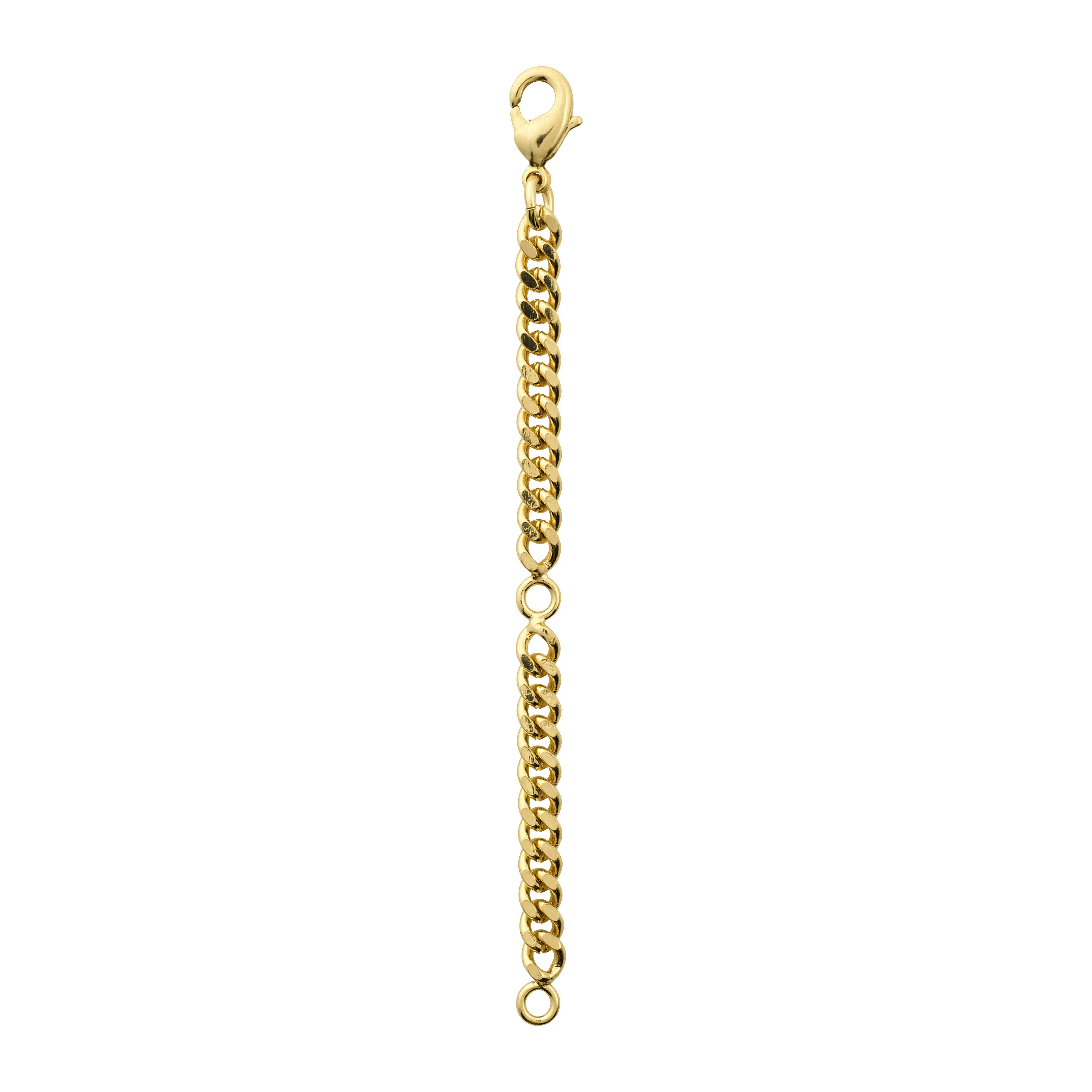 EXTENSION CHAIN, curb, 9 cm, gold-plated