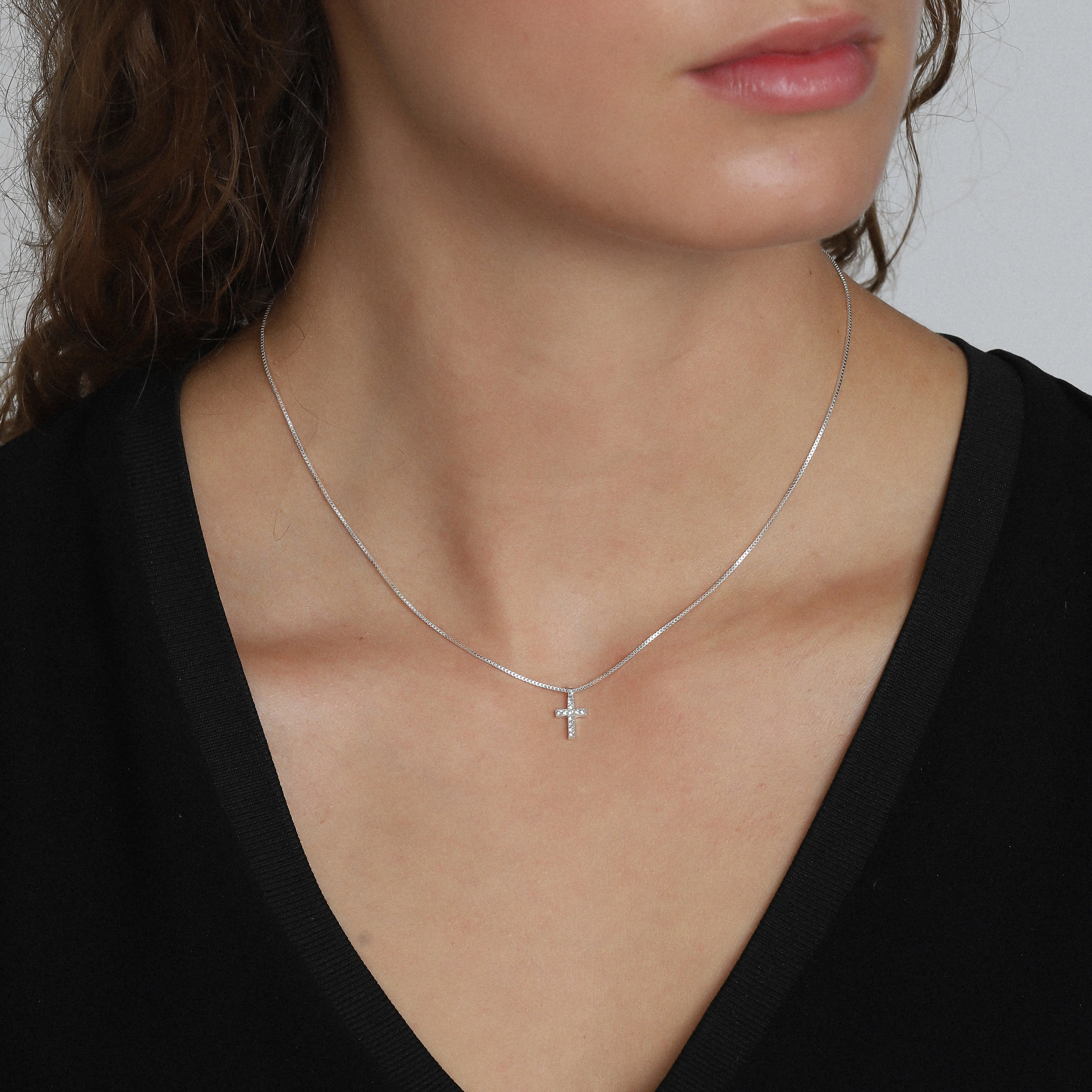 CLARA crystal cross necklace silver-plated - Image 2