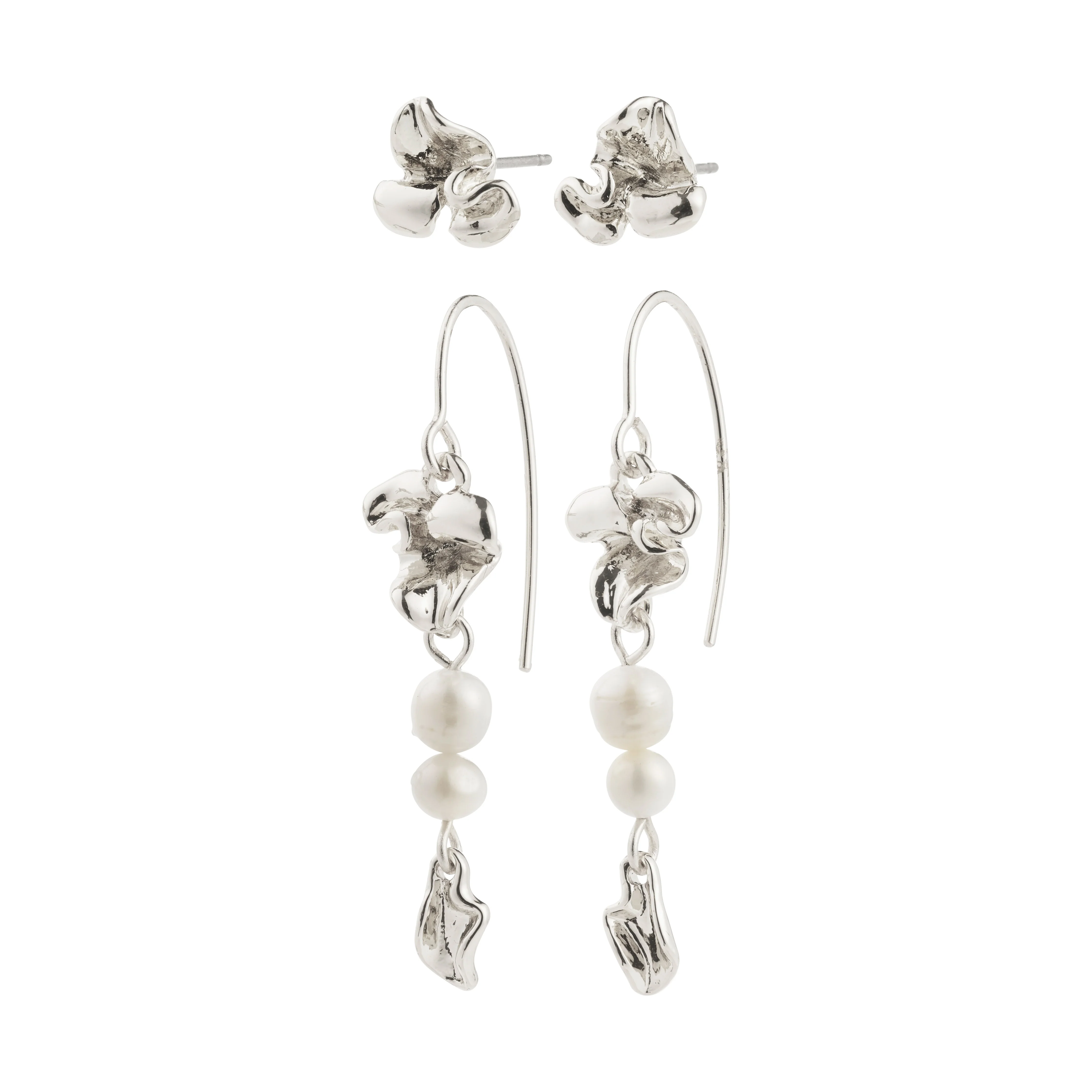 LUIS earrings 2-in-1 set, silver-plated