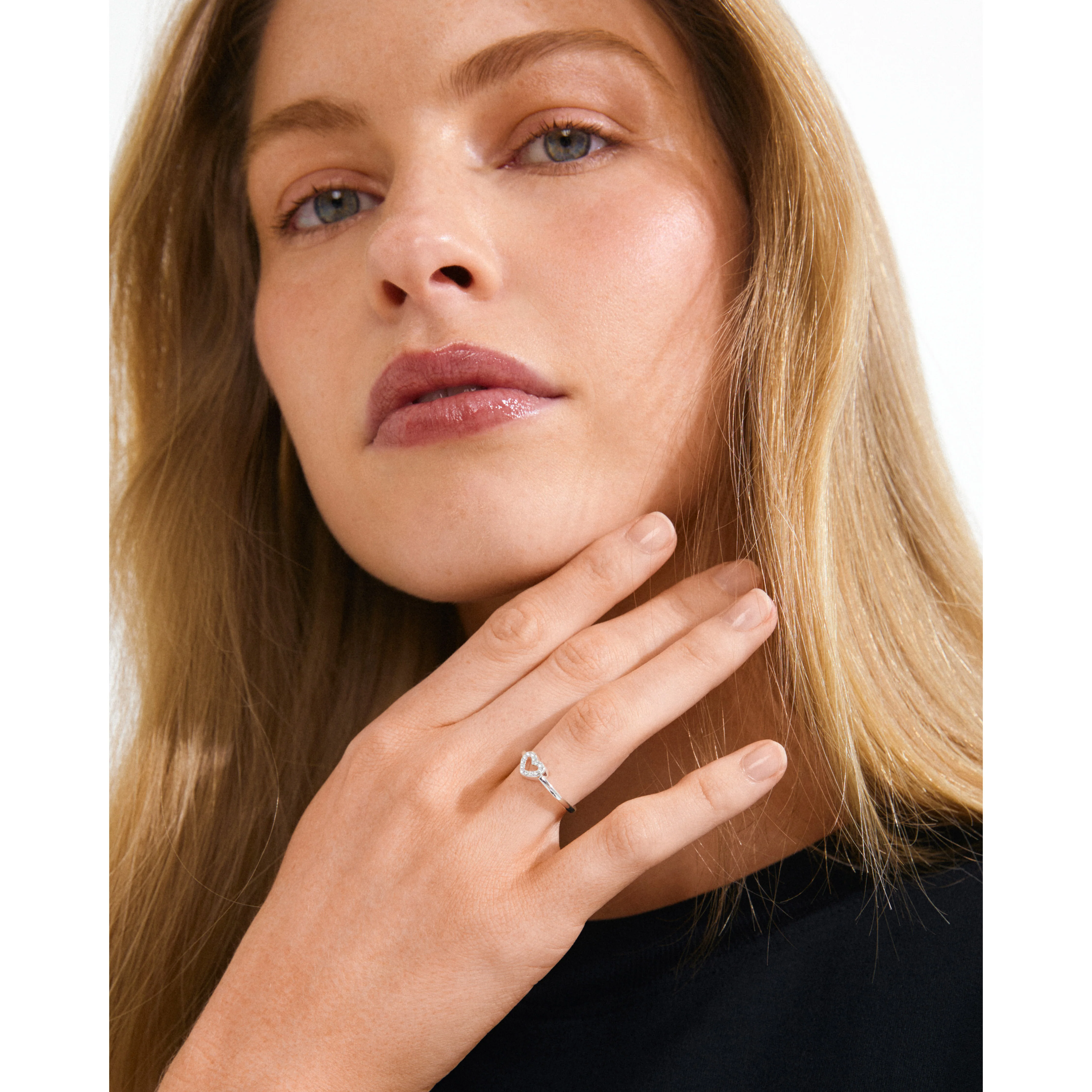 LULU crystal heart stack ring silver-plated - Image 2
