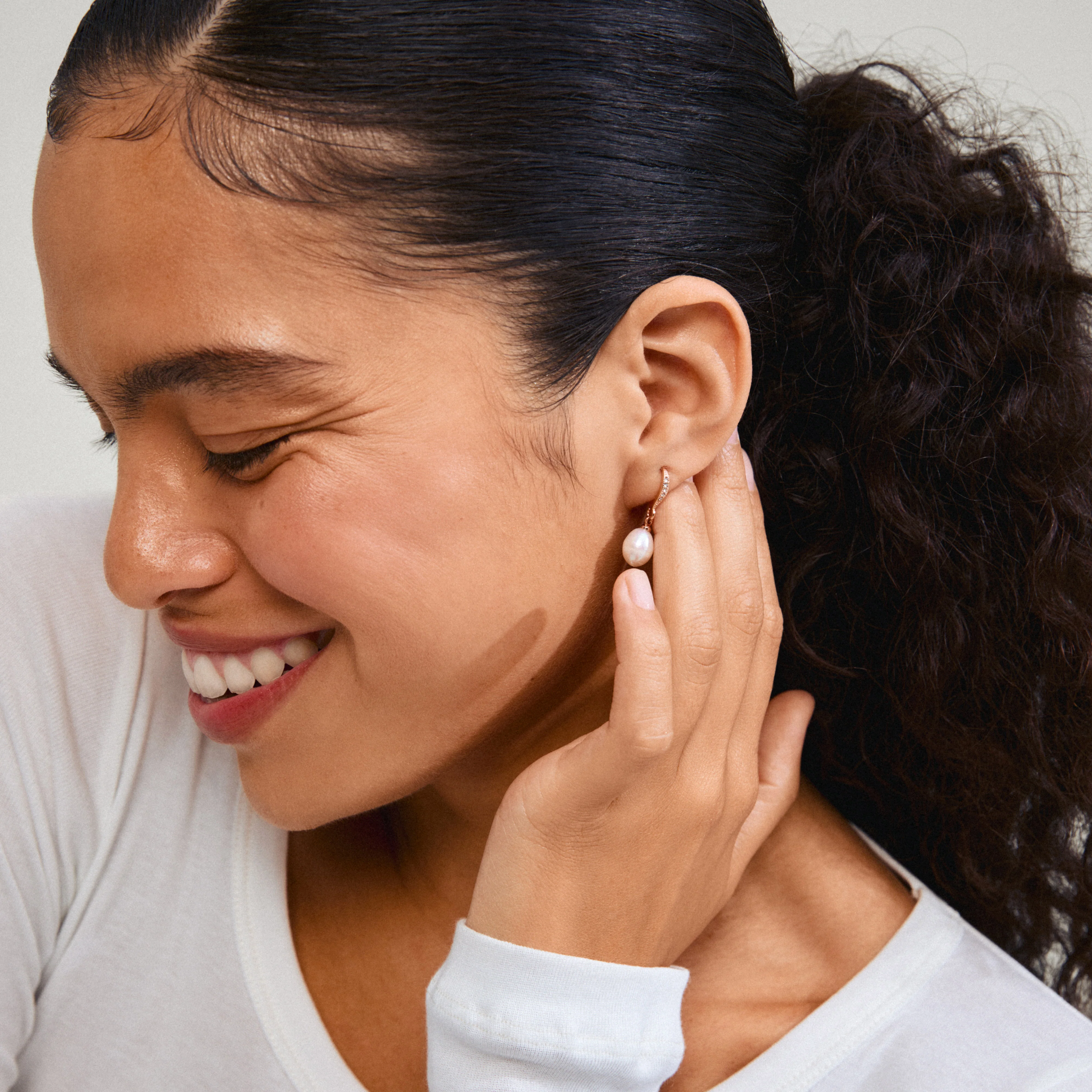 JASMIN pearl earrings rose gold-plated - Image 3