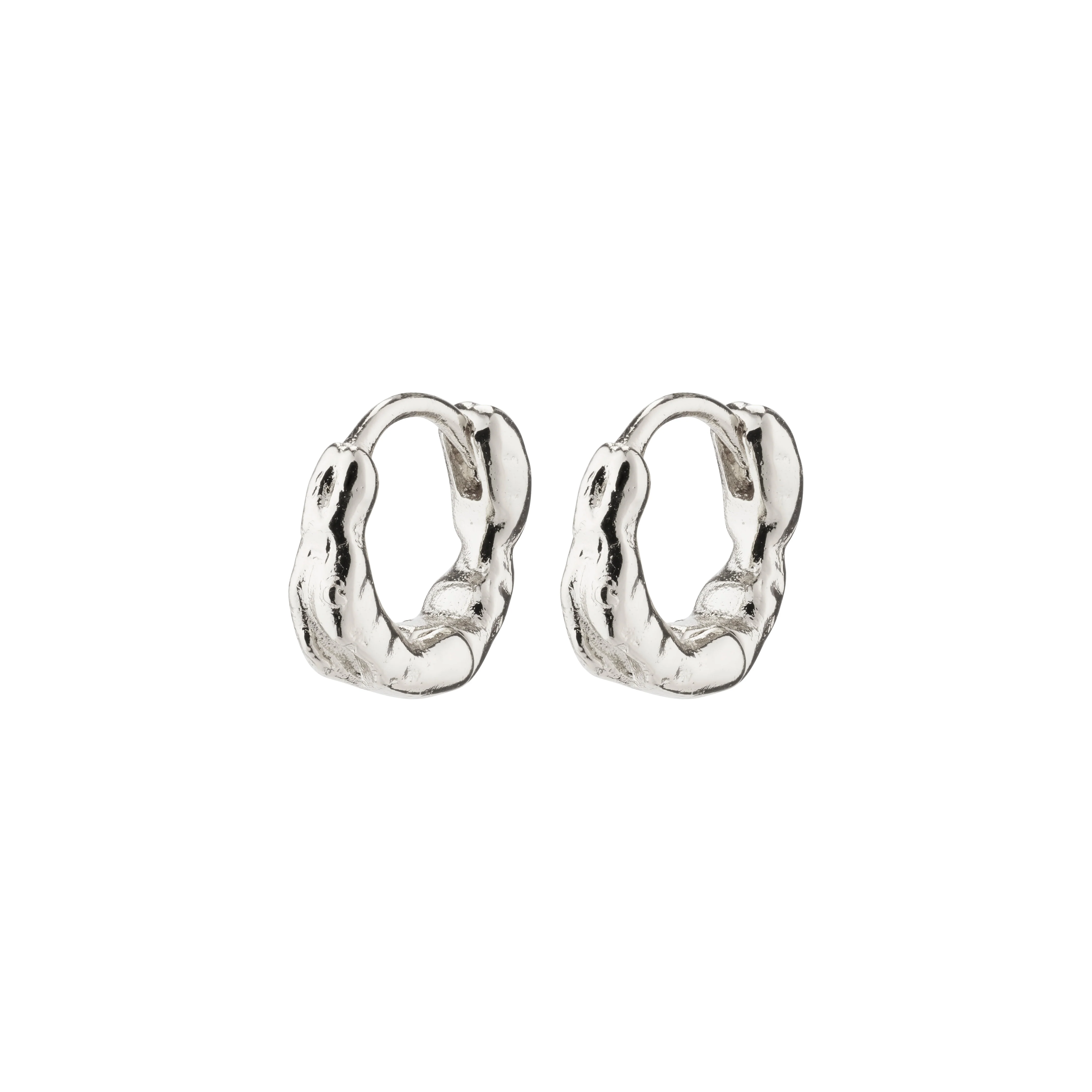 EDDY organic shaped mini huggie hoops silver-plated