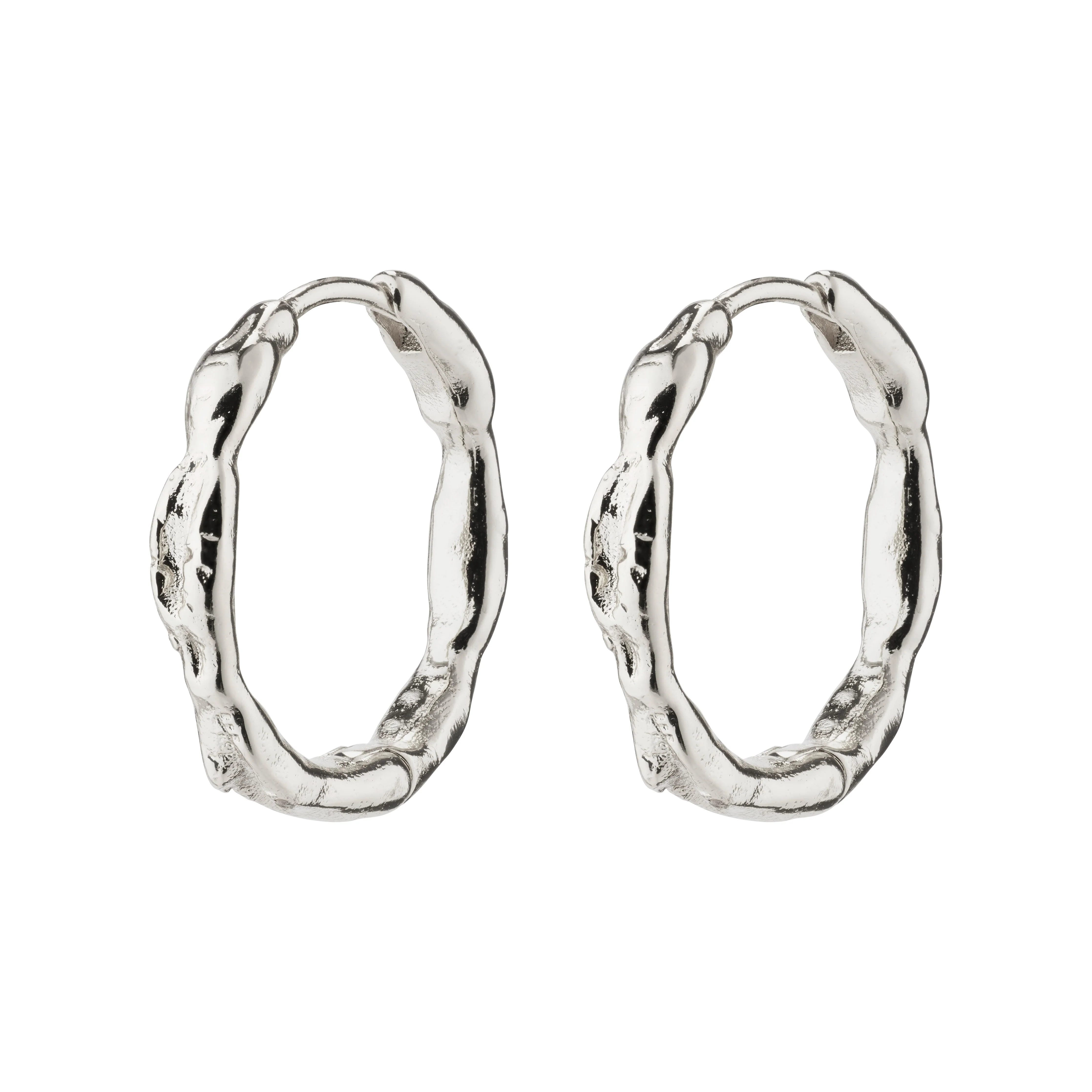 EDDY organic shaped medium hoops silver-plated