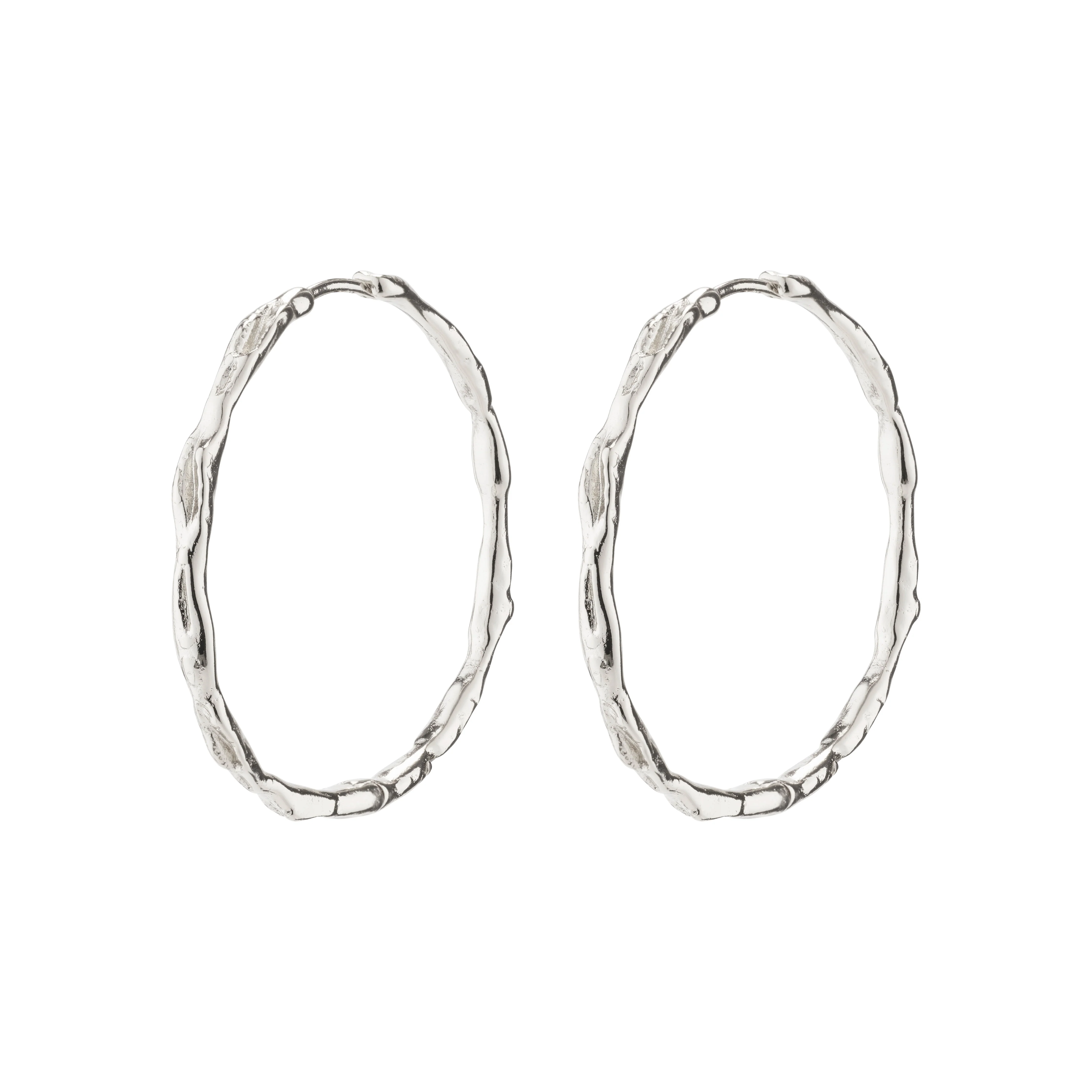 EDDY organic shaped maxi hoops silver-plated