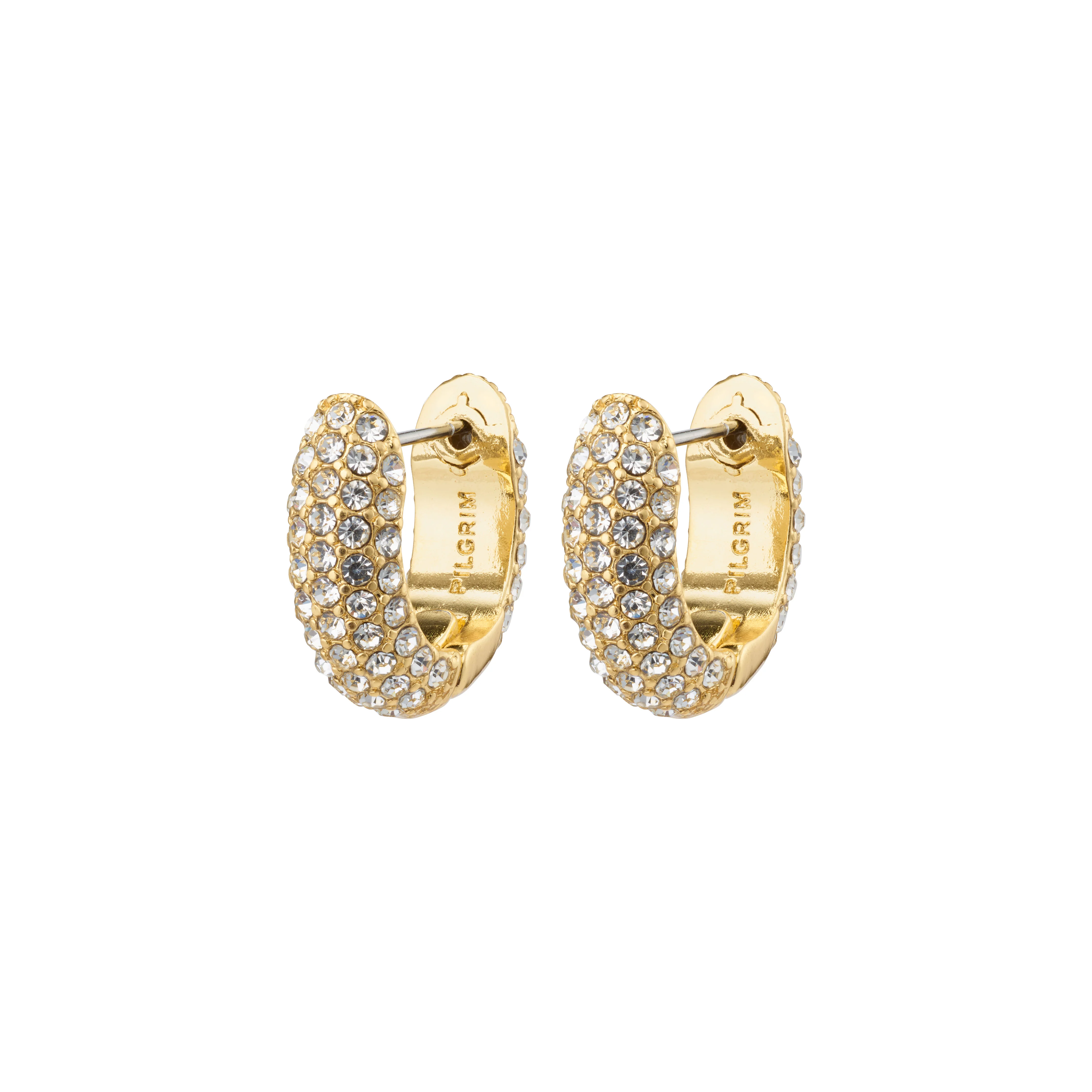 LONA chunky crystal huggie hoops gold-plated