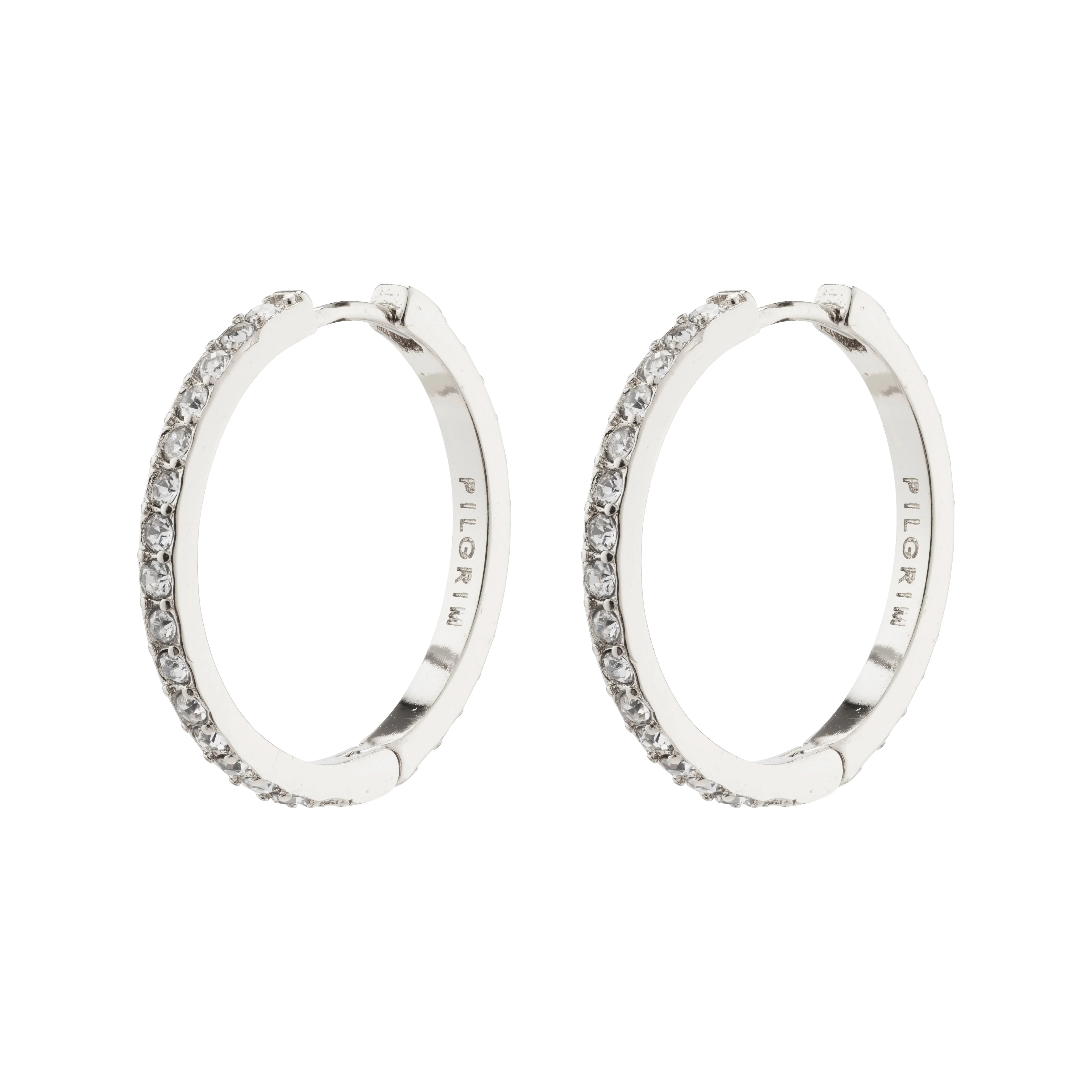 EBNA large crystal hoops silver-plated