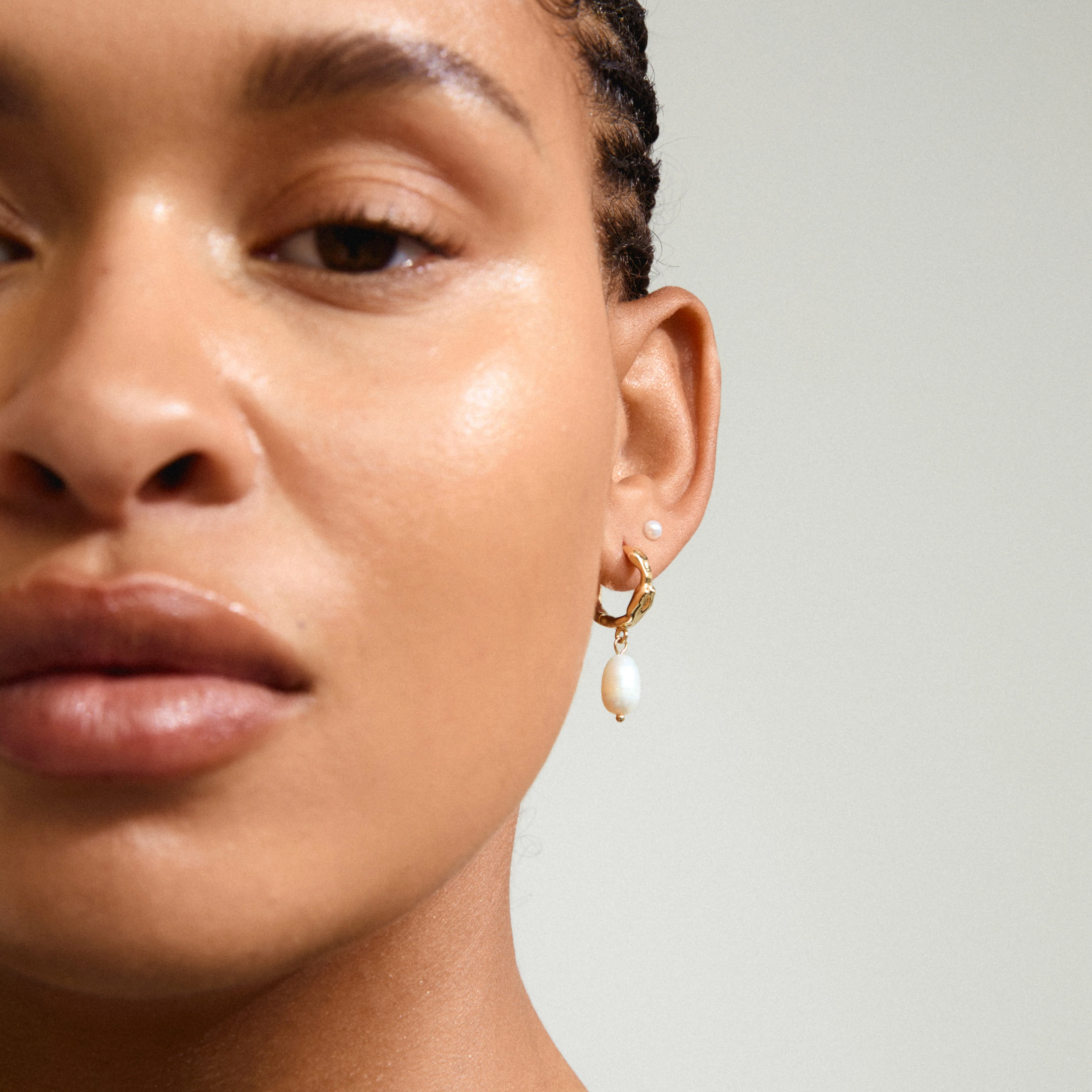 JONNE pearl earrings, 2-in-1 set, gold-plated - Image 2