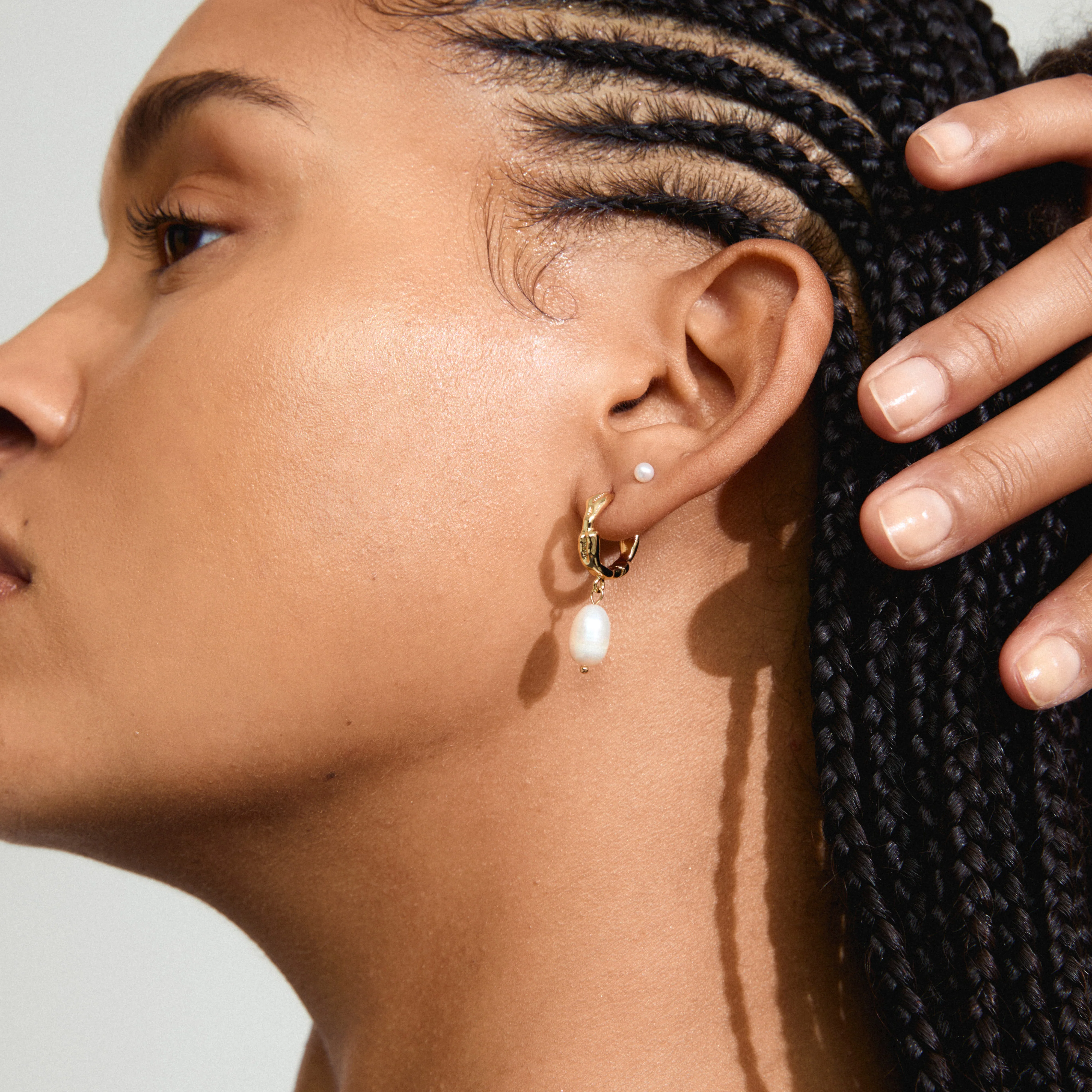 JONNE pearl earrings, 2-in-1 set, gold-plated - Image 3
