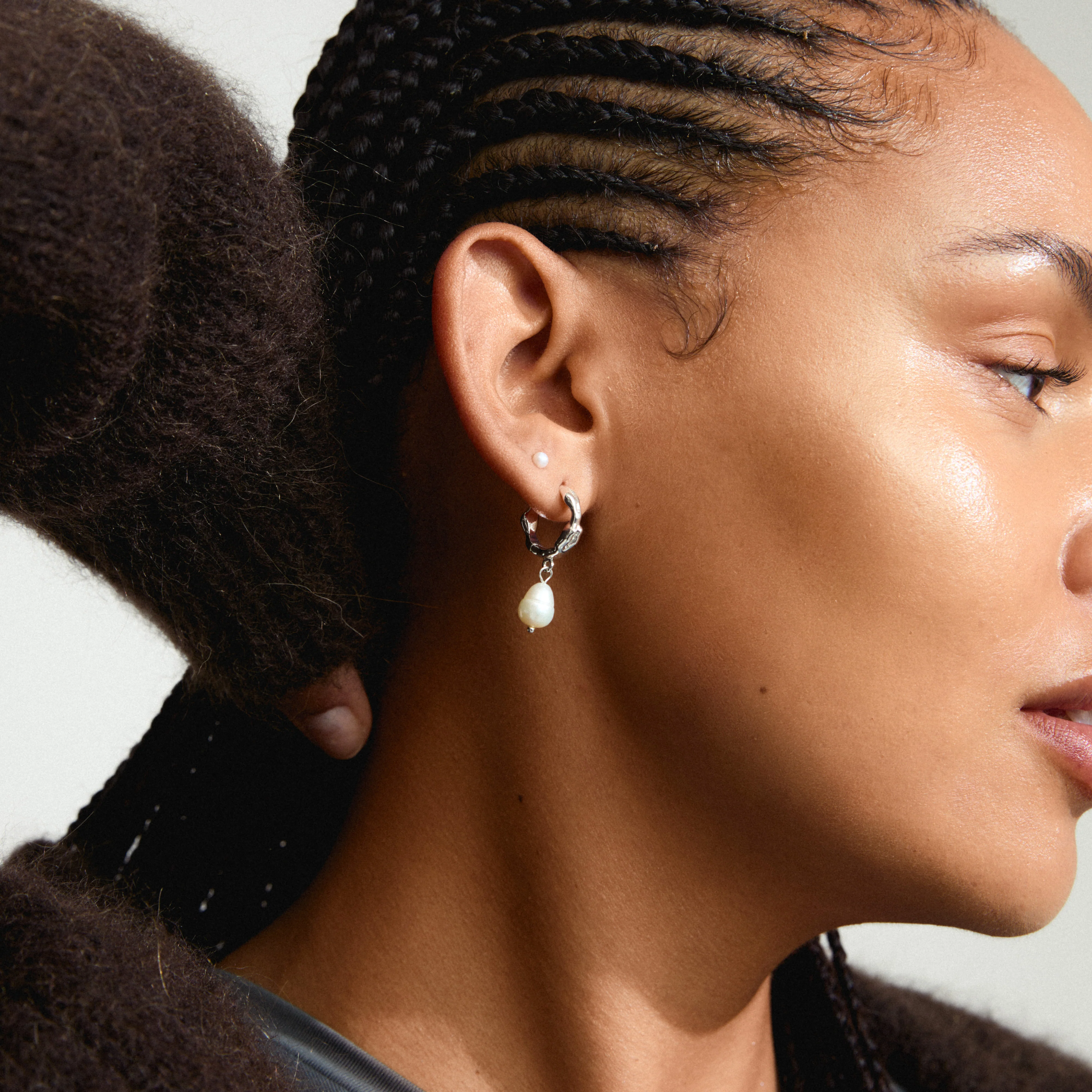JONNE pearl earrings, 2-in-1 set, silver-plated - Image 3