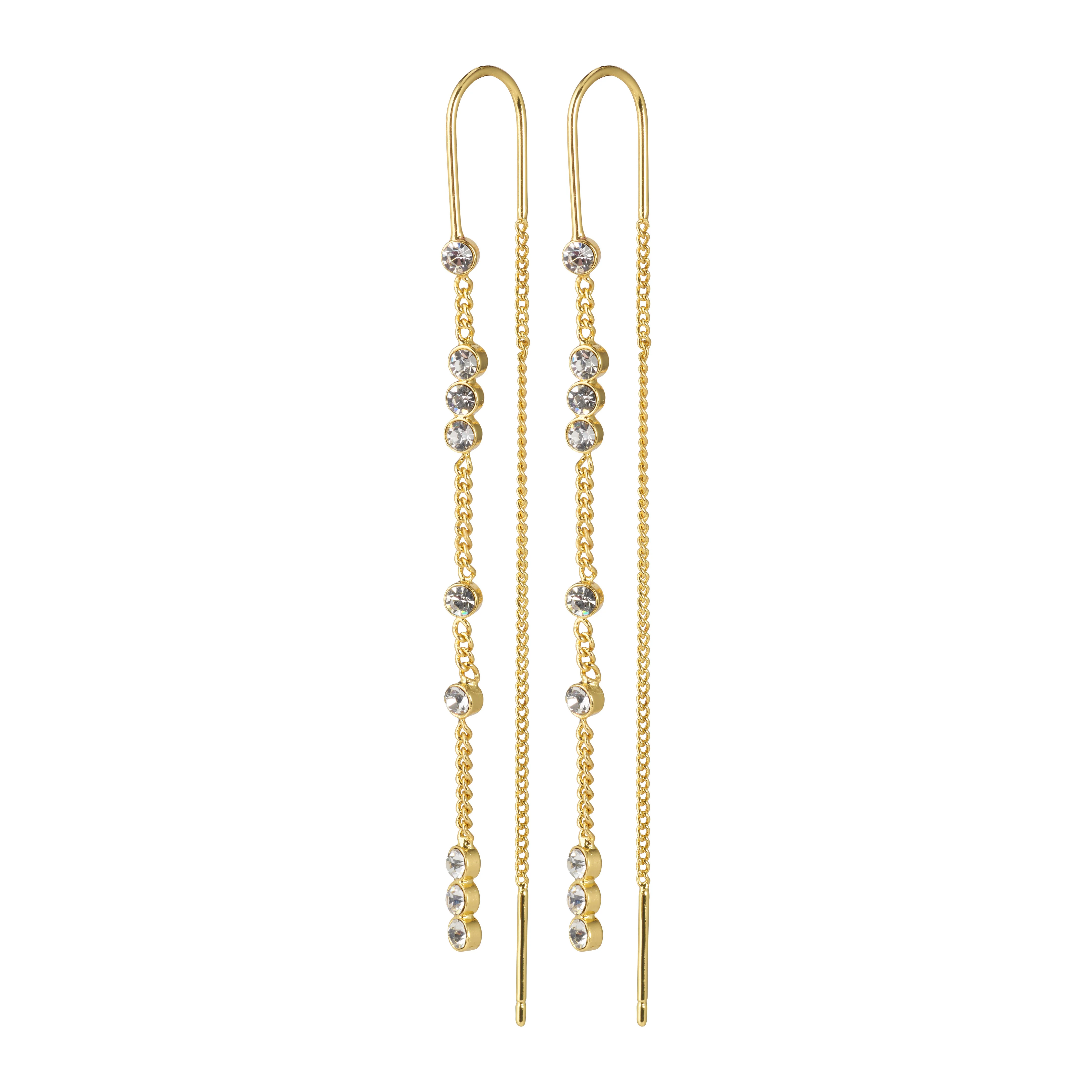 KAMARI crystal chain earrings gold-plated