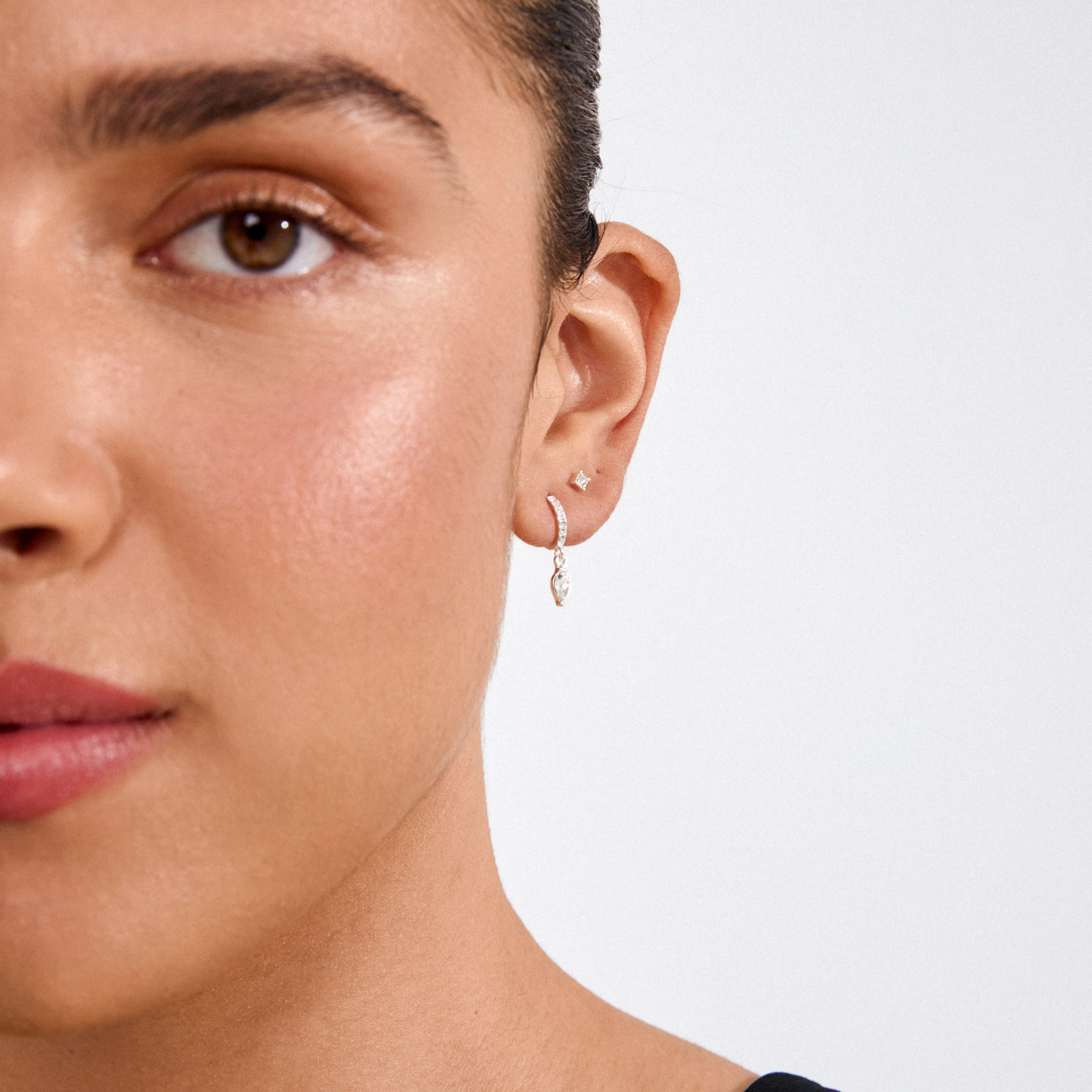 ELZA crystal earrings 2-in-1 set silver-plated - Image 3