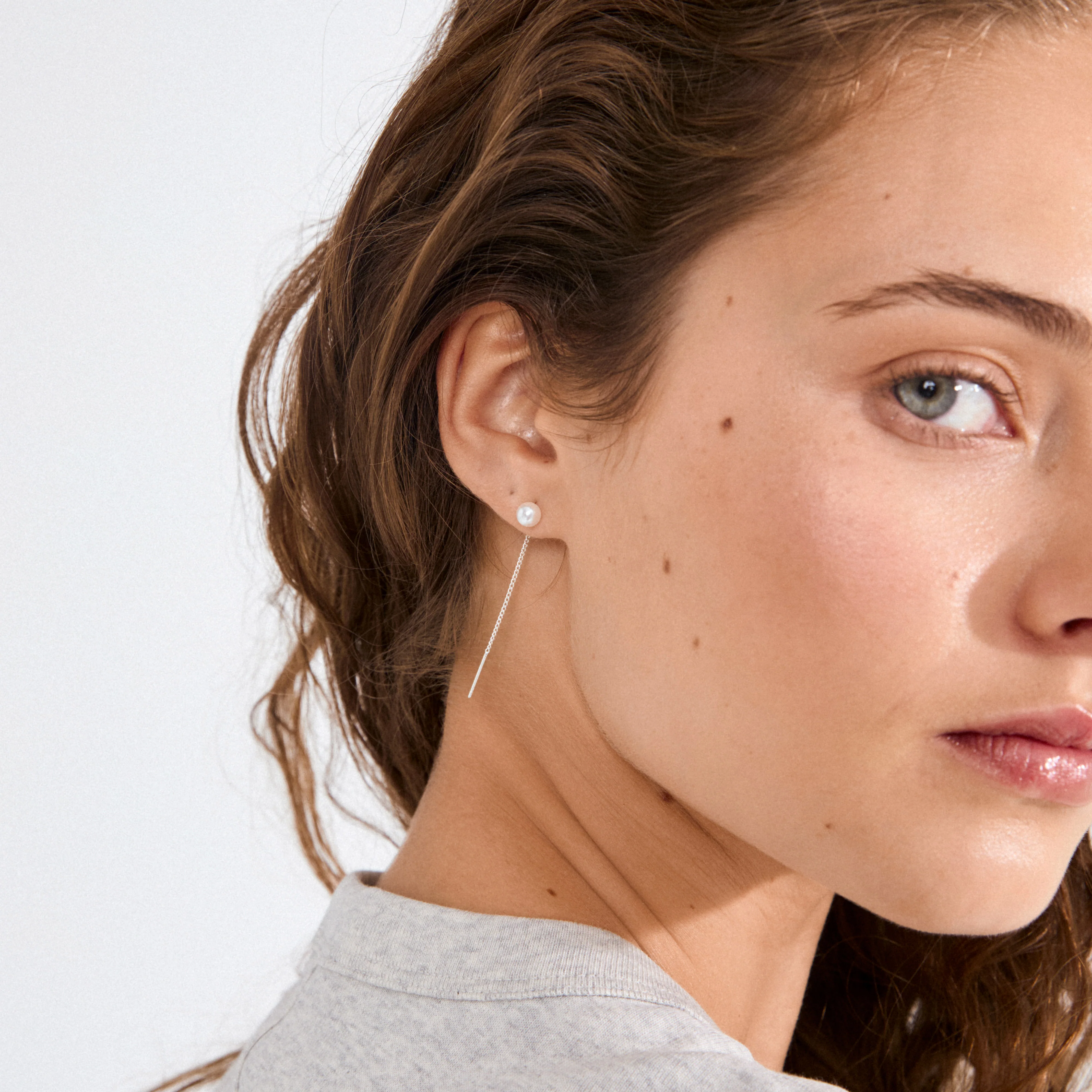 ELBA long chain pearl earrings silver-plated - Image 3