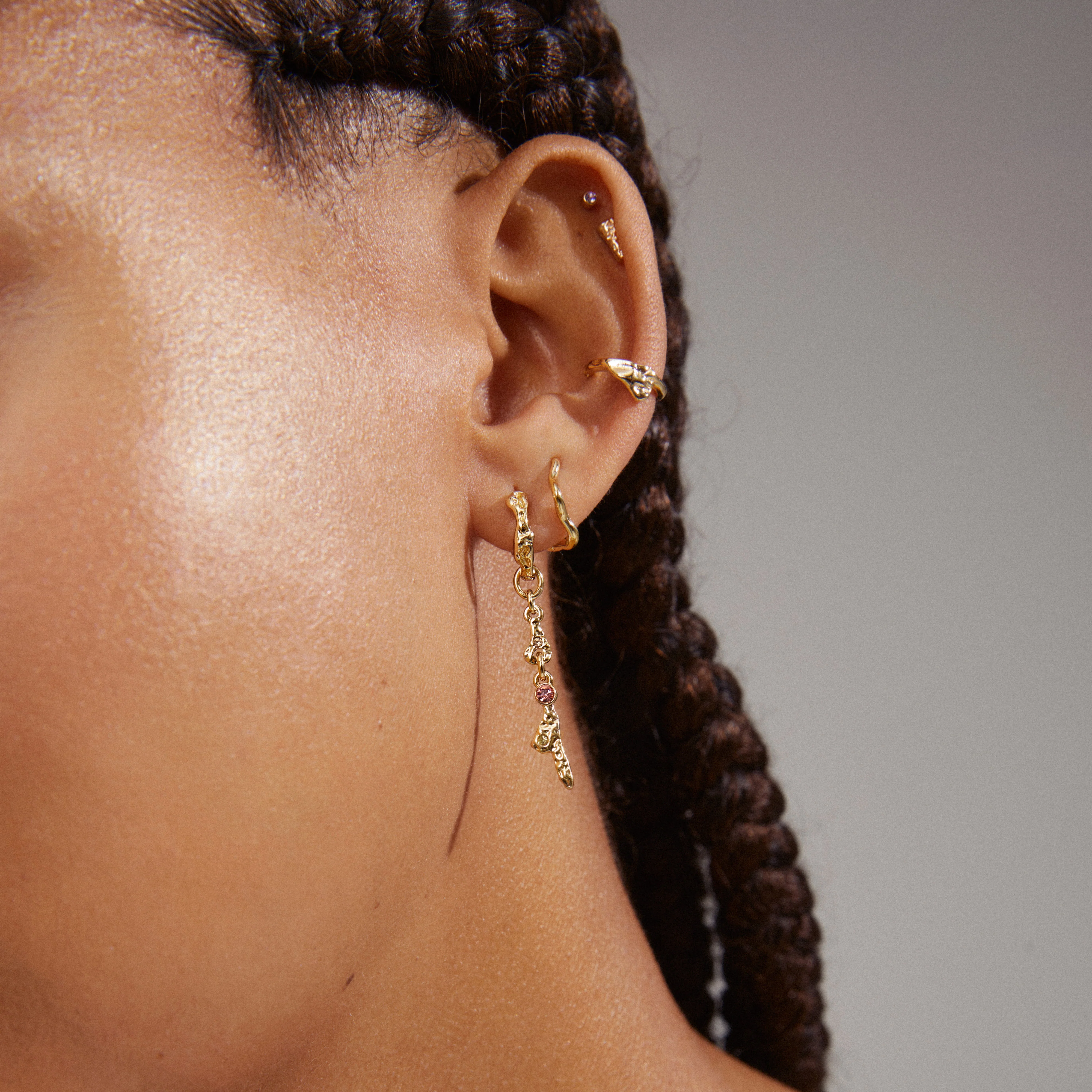 IRENE earrings & cuff 5-in-1 set gold-plated - Image 3