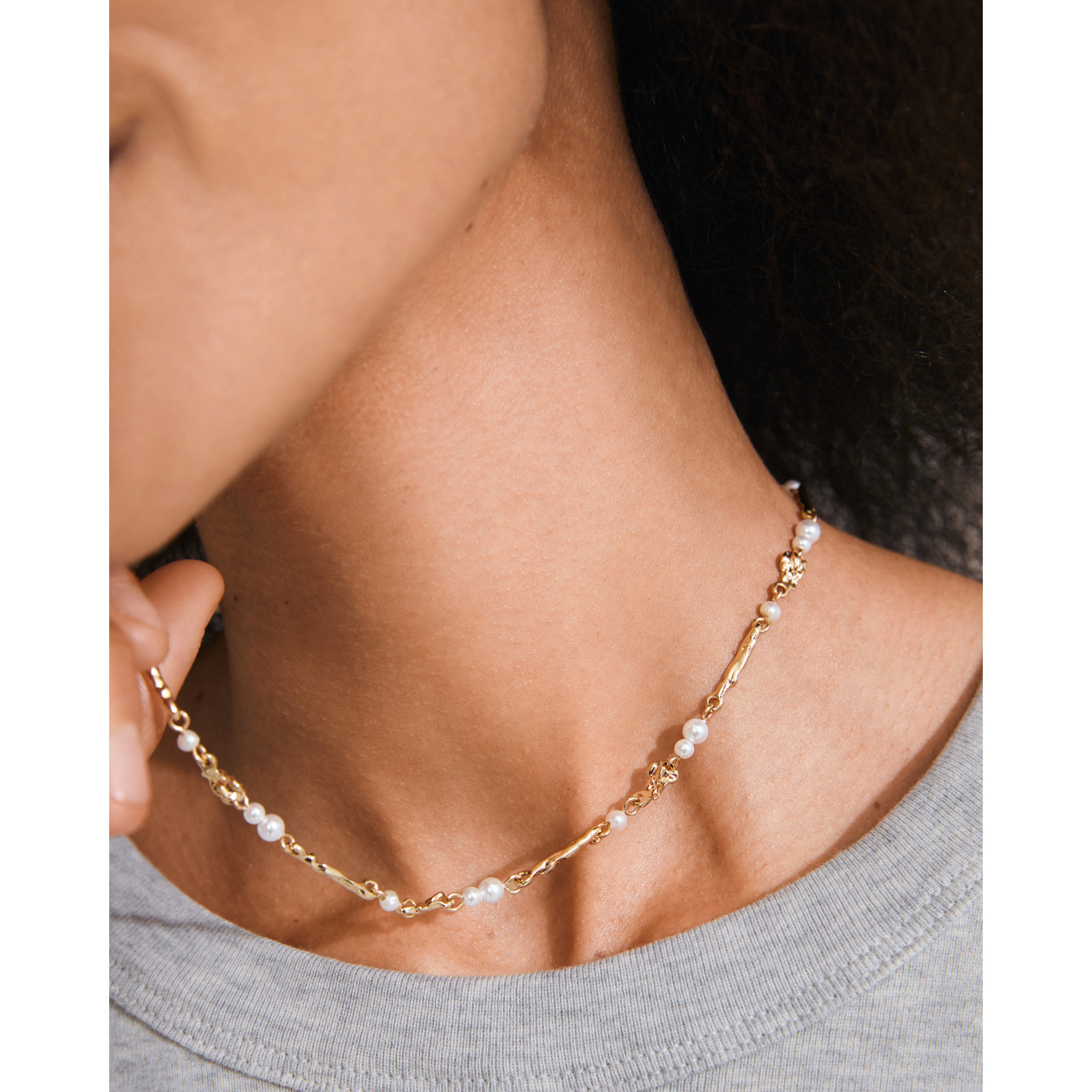 SLOAN pearl necklace gold-plated - Image 3
