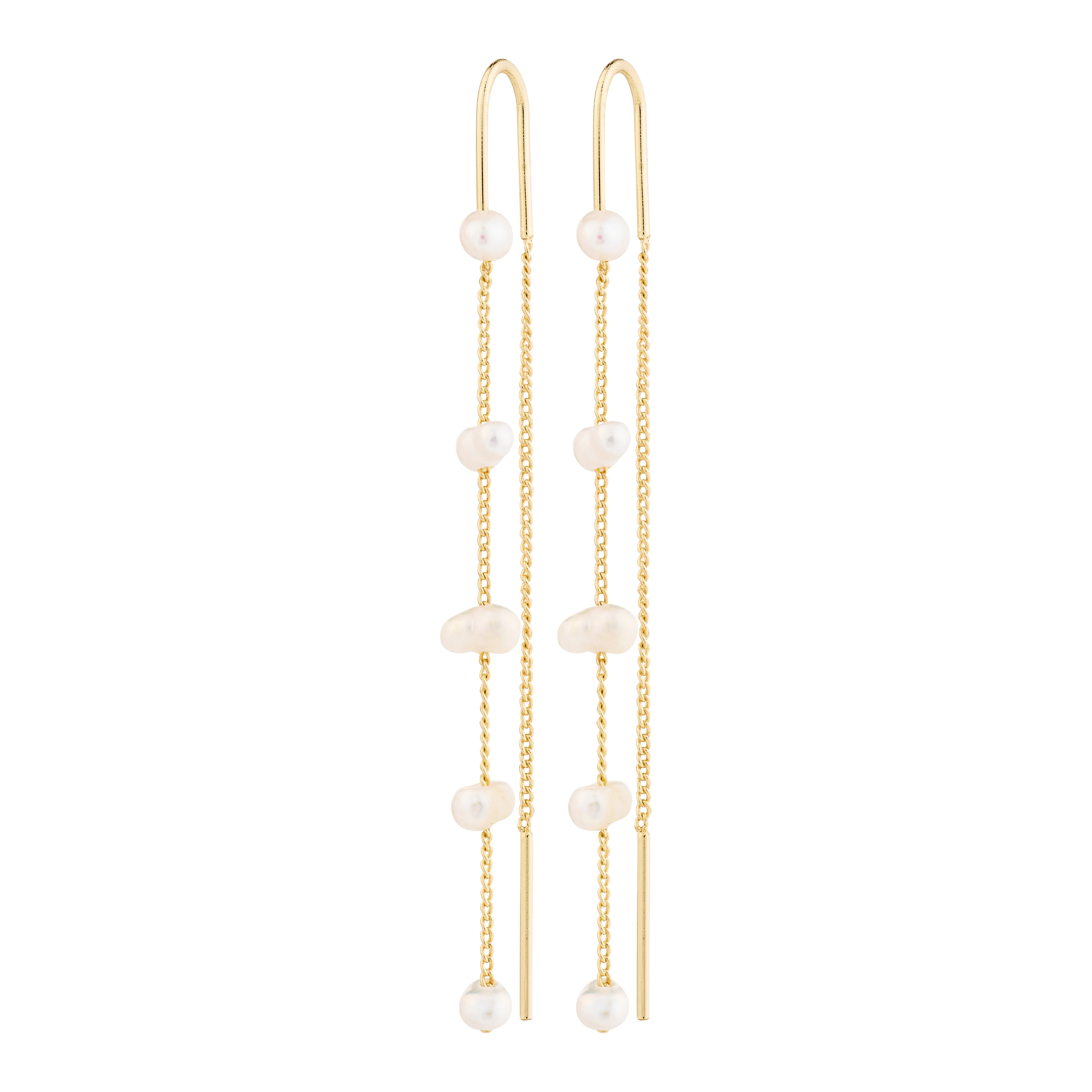 ZENAIA pearl chain earrings gold-plated