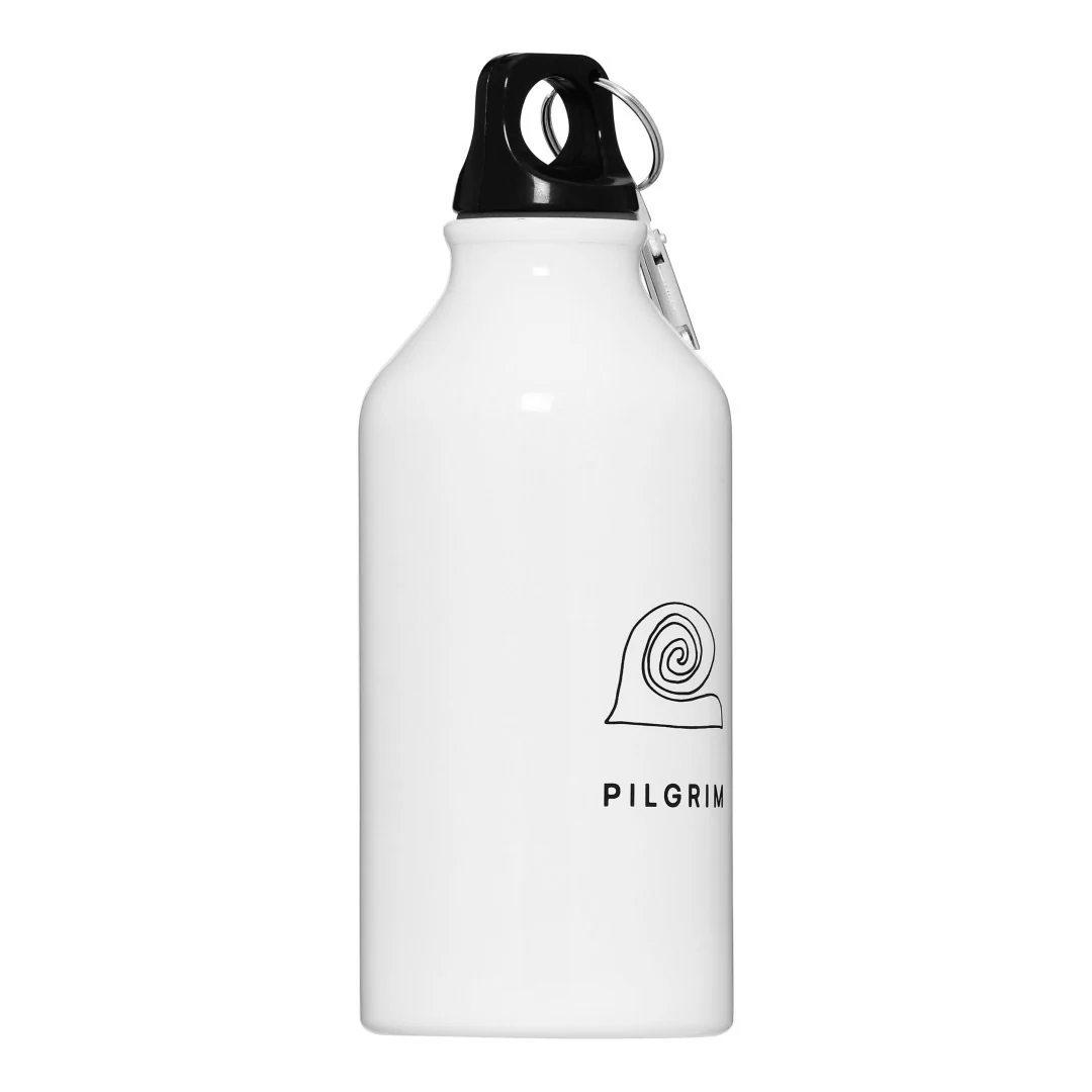 Aluminium bottle 400 ml - white with Pilgrim logo - Image 2