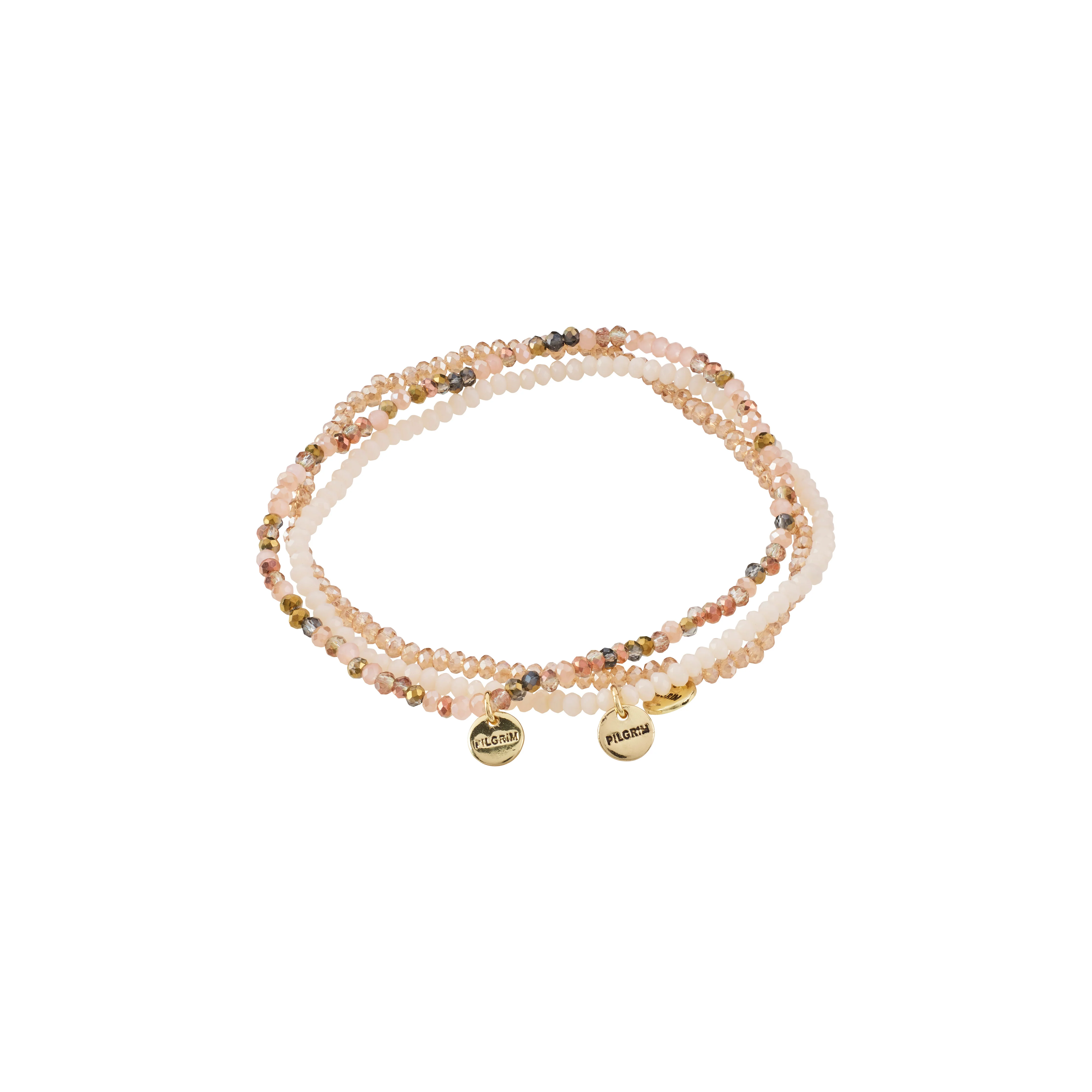 INDIGO 3-in-1 bracelet set, beige/gold-plated