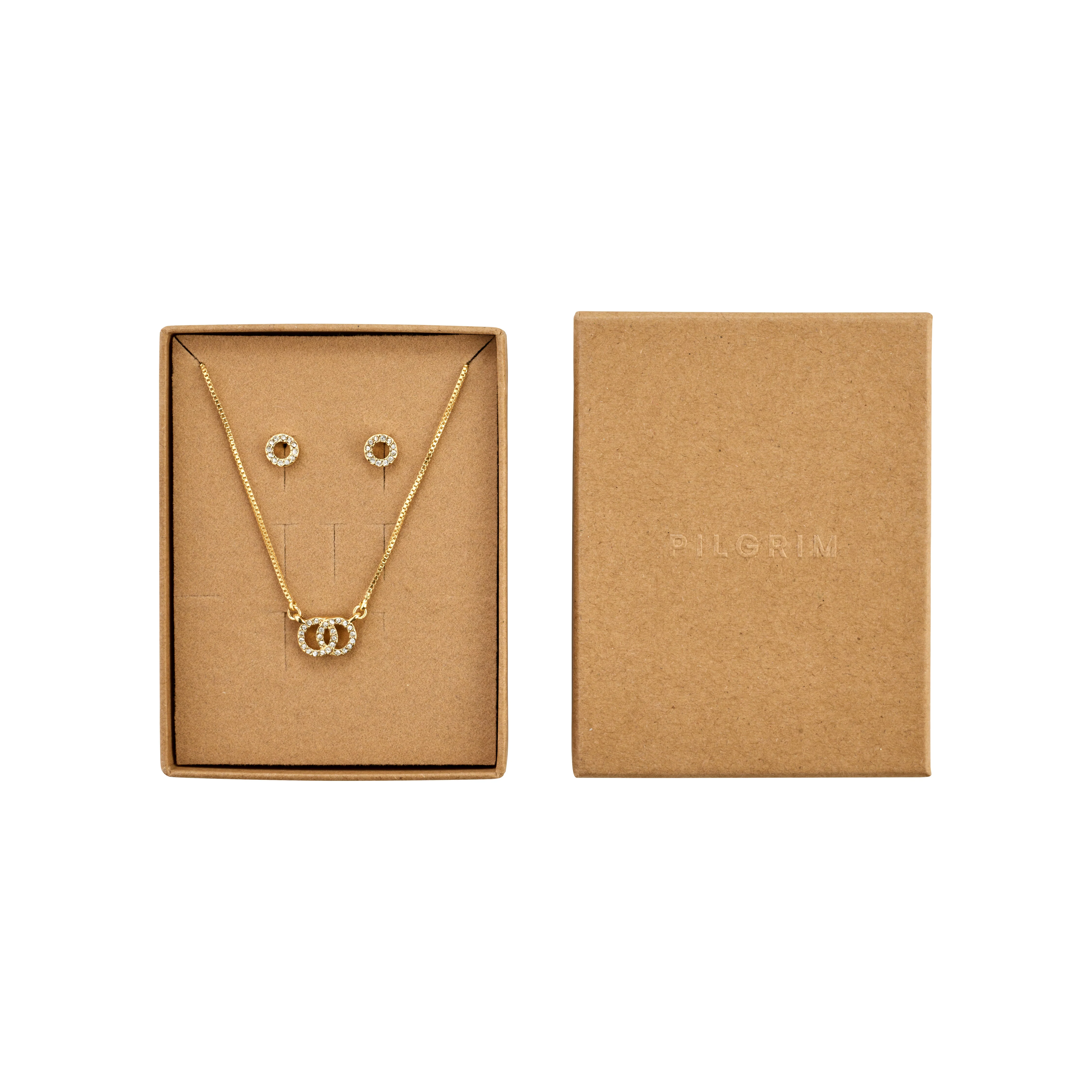 HARLAN gift set, necklace & earrings, gold-plated