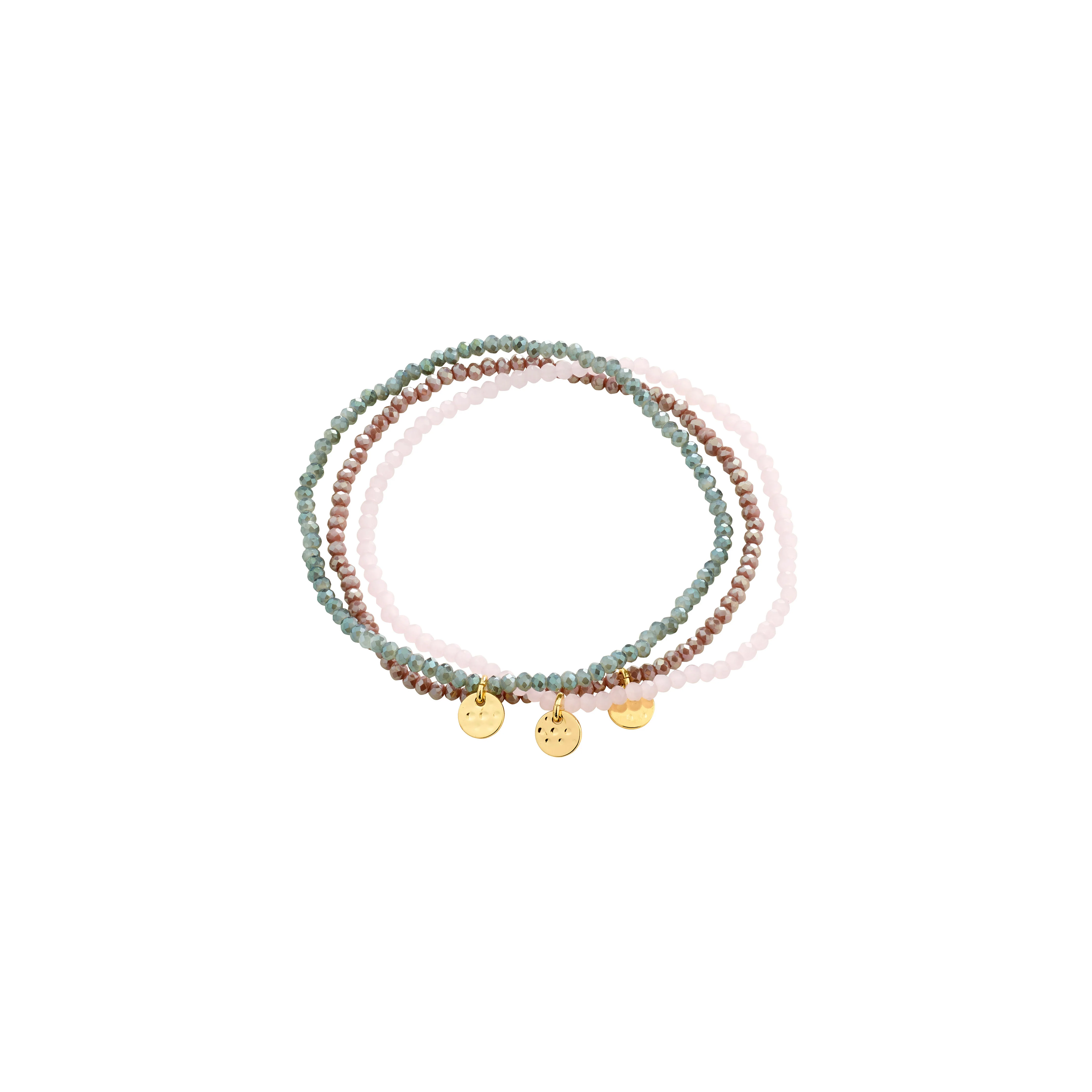 INDIGO 3-in-1 bracelet set, rose-mix/gold-plated