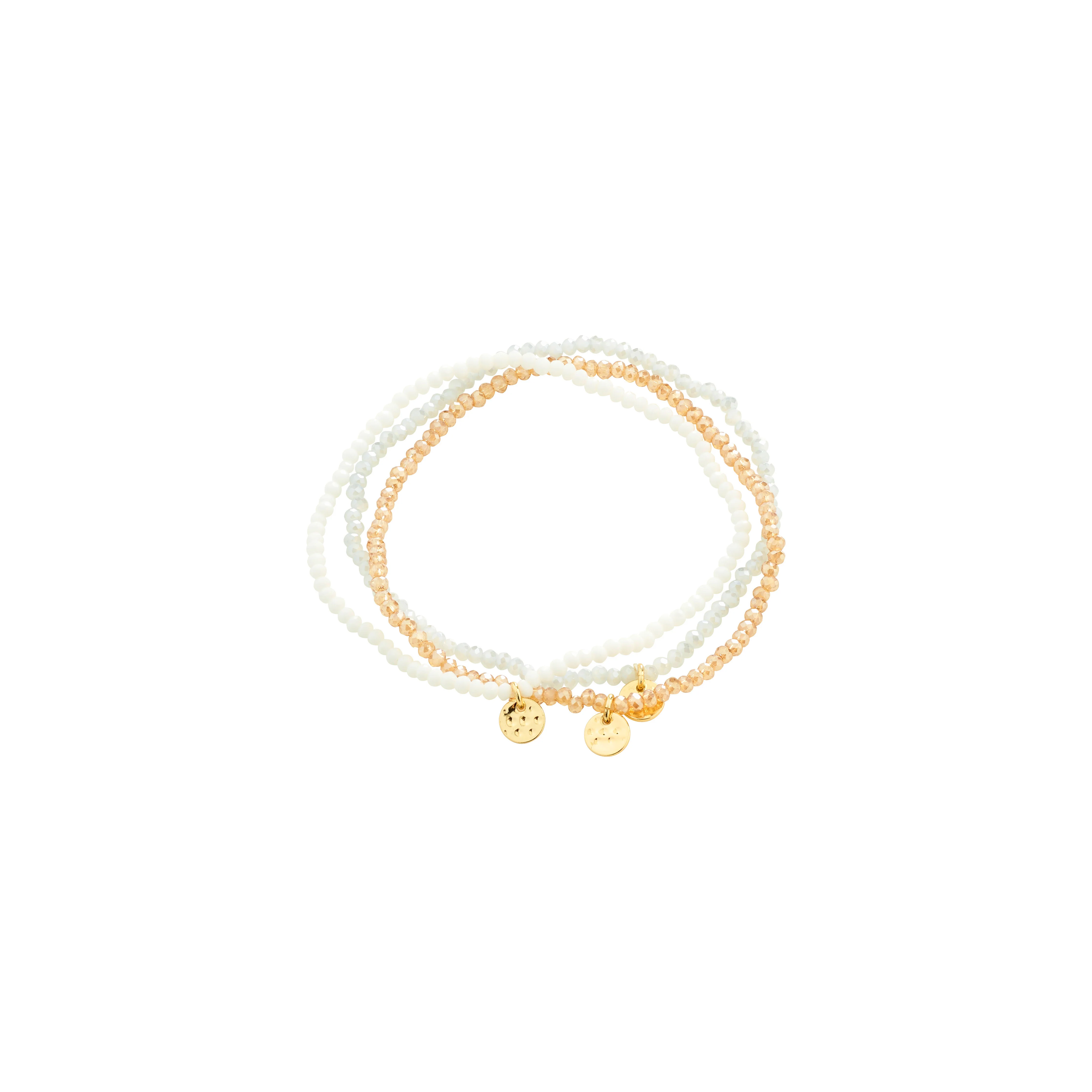 INDIGO 3-in-1 bracelet set, grey-mix/gold-plated
